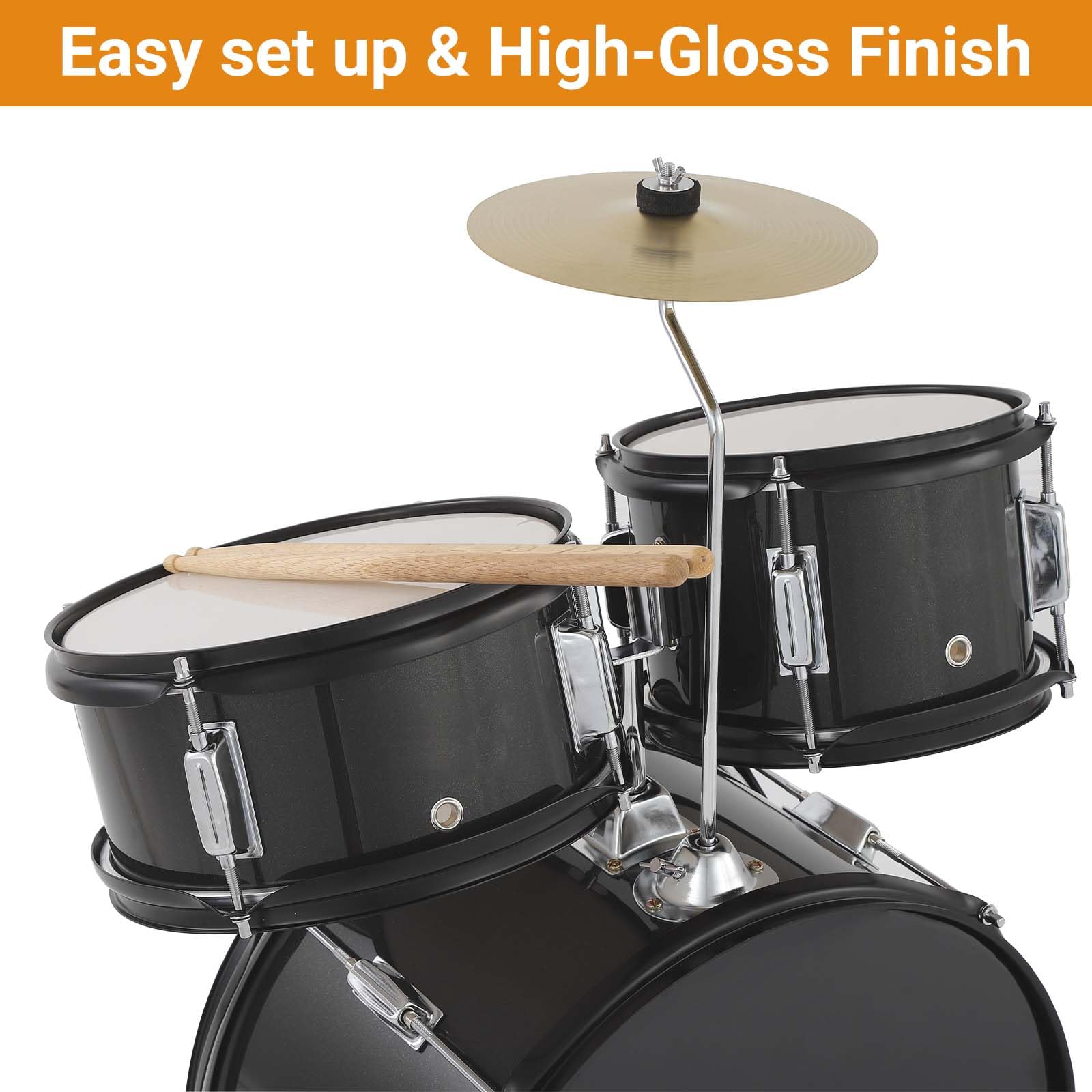 AD-300 Junior 5-Piece Drum Set with Bass Drum, Tom-Tom, Snare, Cymbals & Hi-Tone Drum | Includes Drum Sticks, Pedal & Stool | Perfect Beginner Drum Kit for Kids & Teens | Ideal for Home Practice, Music Lessons & Live Performances