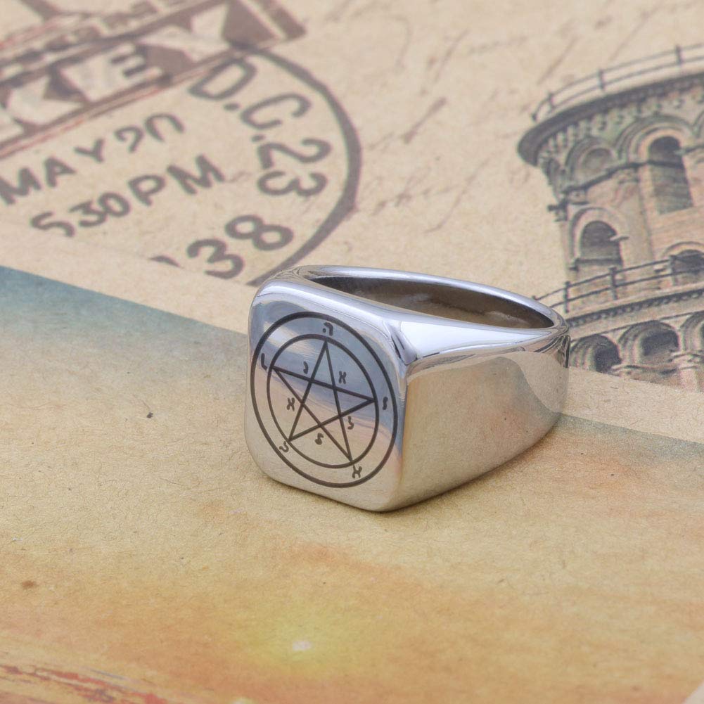 Engraved Pentacle of Mercury Ring - Stainless Steel Solomon Talisman for Men & Women - Perfect for Rituals & Protection