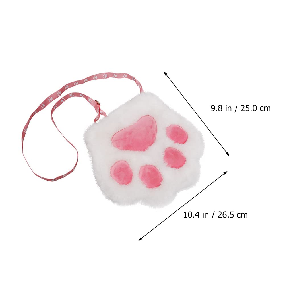 3 Pcs Plush Shoulder Bag - Cute Cat Paw Shaped Handbag for Women, Girls | Makeup Pouch, Travel Essentials, Gift Idea for Cat Lovers (Pink, Black, White)