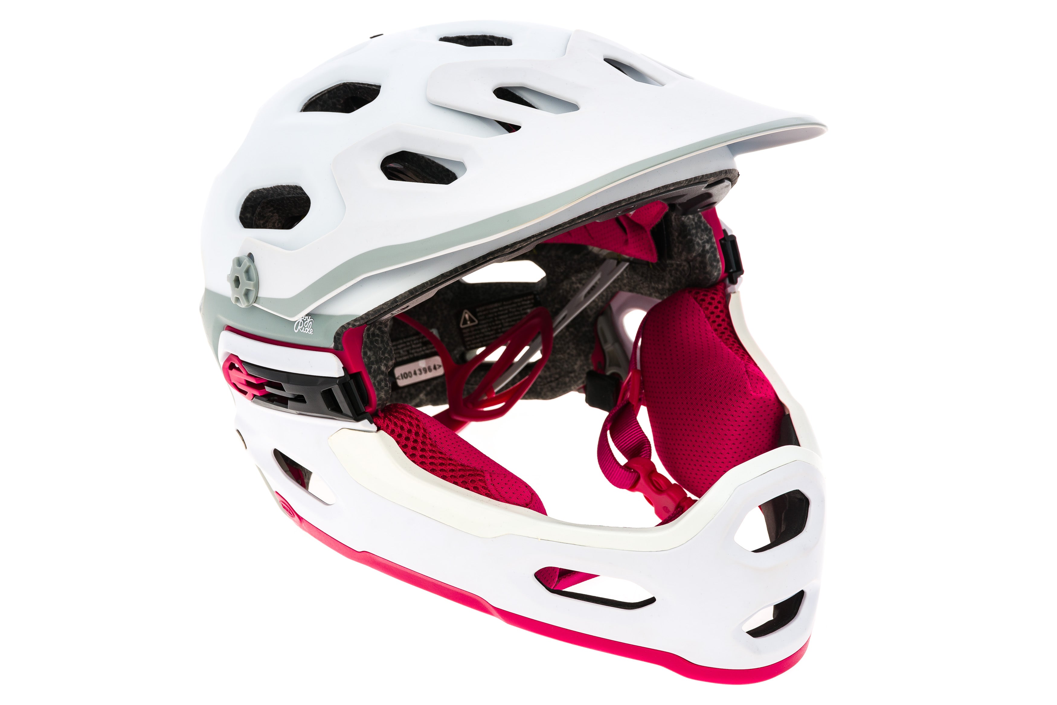 Bell Super 3R MIPS Joy Ride Women's Bike Helmet - Large 58-62cm - Matte White/Cherry - Lightweight MTB & Road Cycling Helmet for Women - Perfect for Trail Riding, Commuting & Urban Cycling