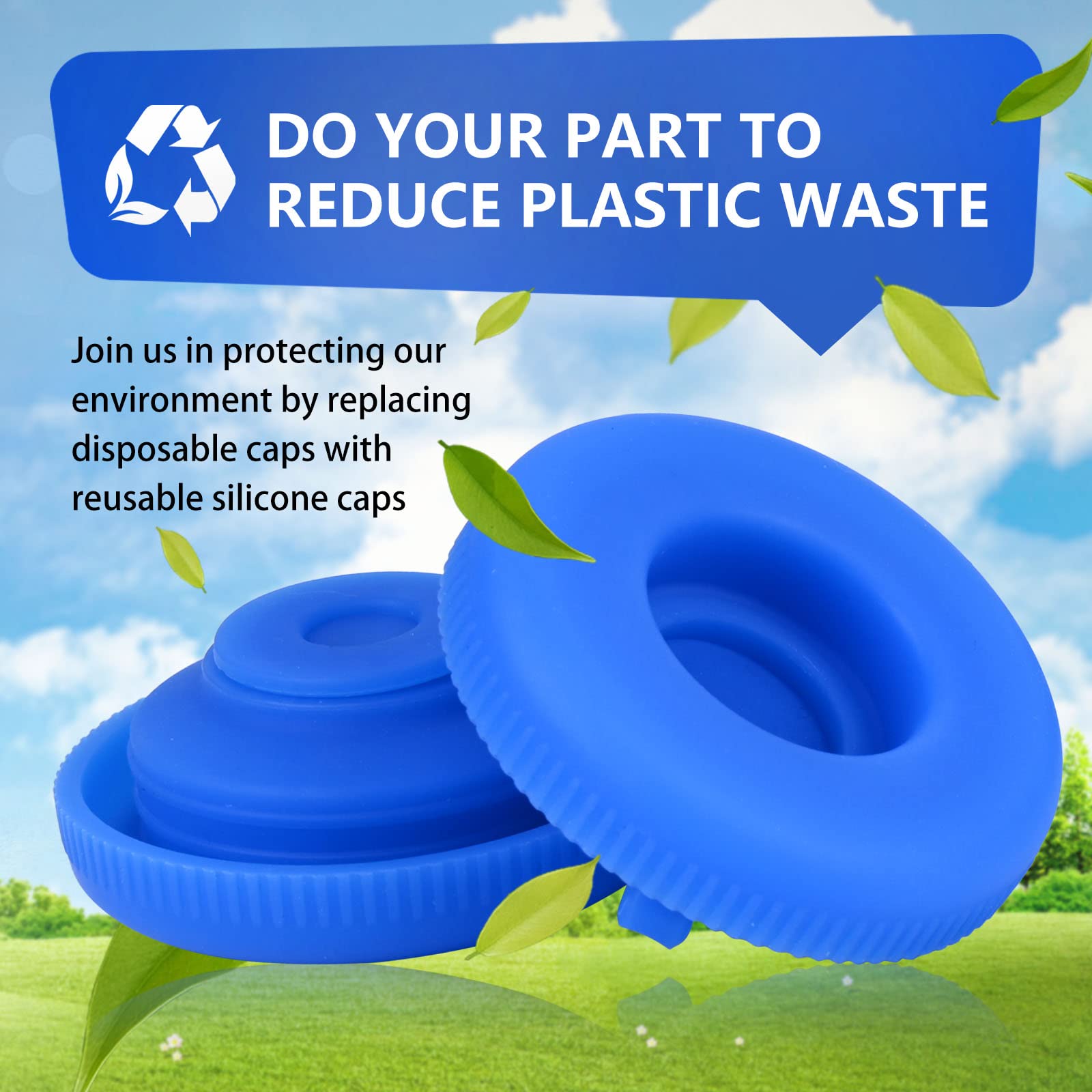 5 Gallon Water Jug Cap - 4 Pack Reusable Strong Seal No Spill Top Lid Cover (55mm) for Water Bottle Dispenser | Perfect for Outdoor Camping, Kitchen & Emergency Water Storage