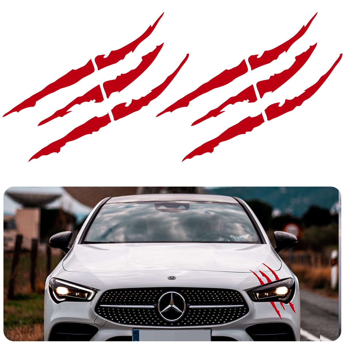 Blinglife 2 Pack 3D Paw Mark Car Decals - Waterproof Self-Adhesive Vinyl Stickers for Car Hood, Door, Bumper - Red Claw Marks Decoration for Car Exterior Accessories - Perfect for Car Enthusiasts and Pet Lovers