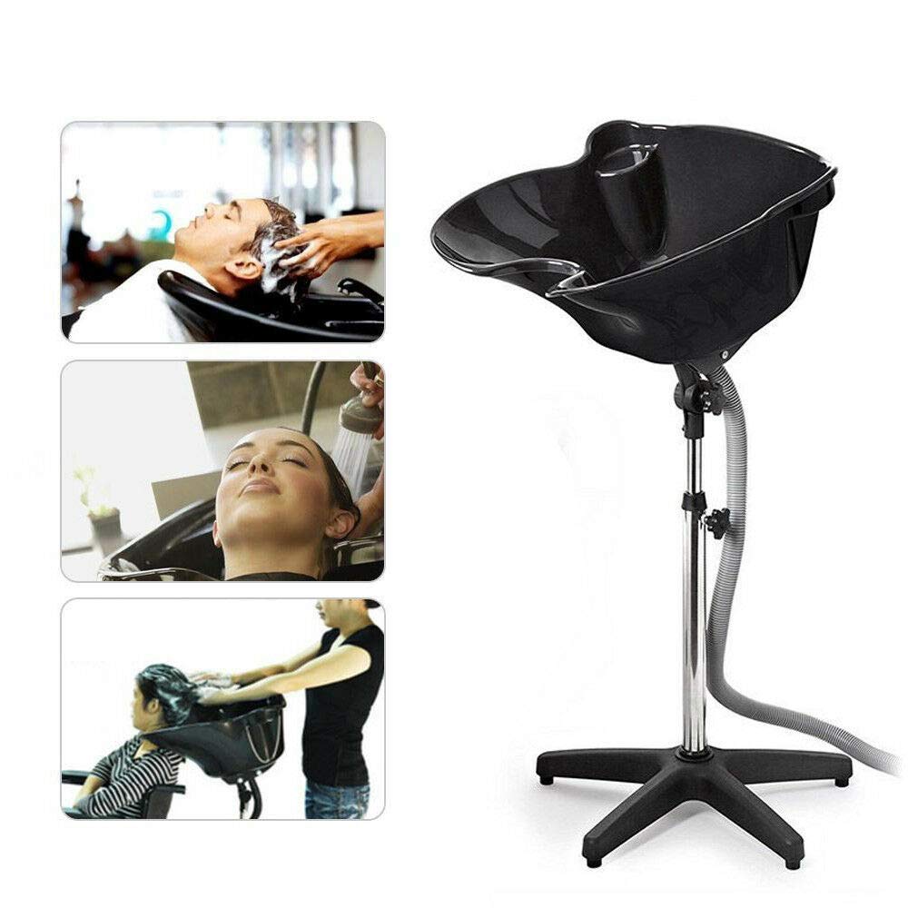 Professional Adjustable Height Barber Swivel Hair Wash Basin - Mobile Salon Chair with Reverse Wash Feature, Black | Perfect for Hairdressers, Salons & Home Use