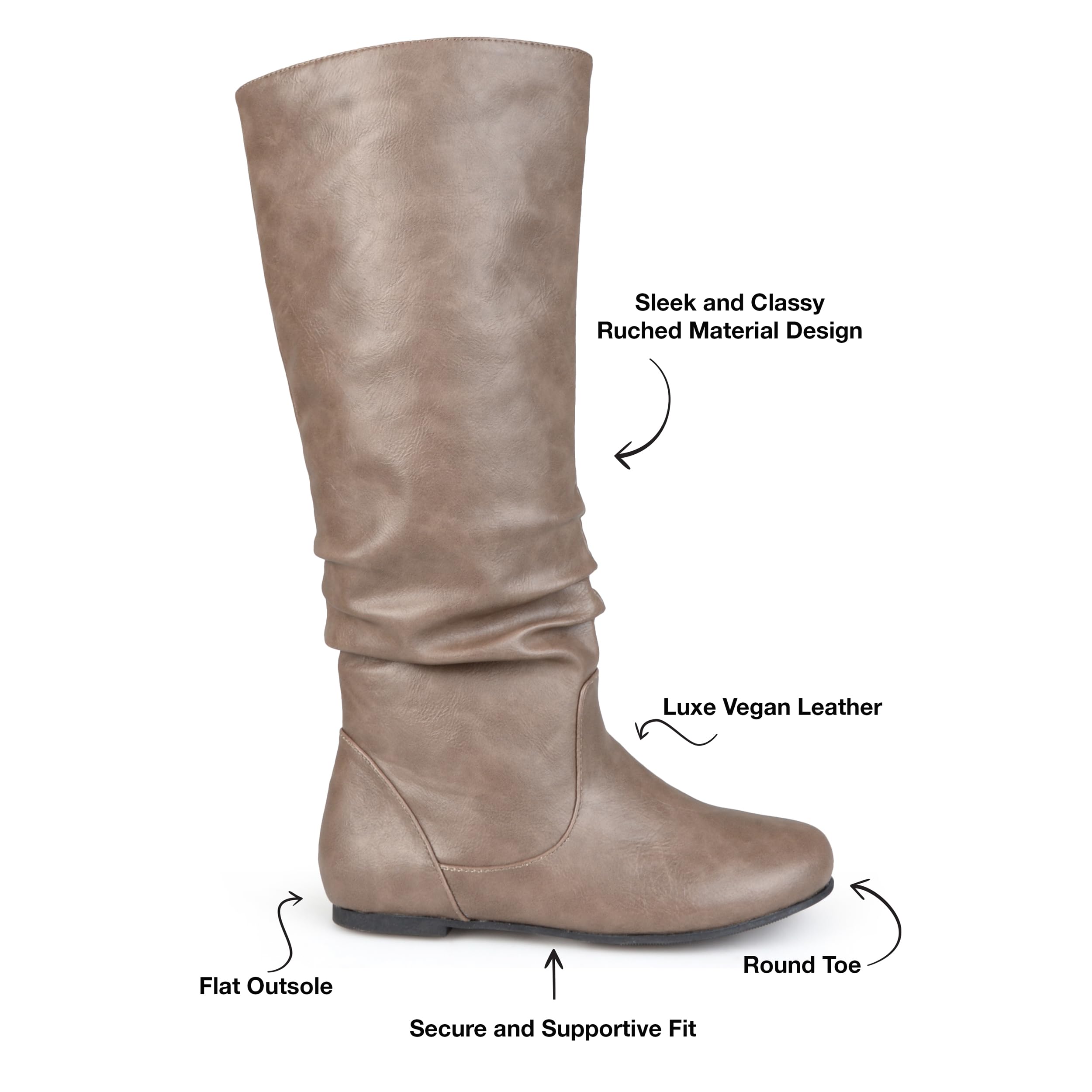 Journee Women's Jayne Round Toe Riding Boots - Stylish & Comfortable Equestrian Boots for Horseback Riding, Casual Wear & Outdoor Activities