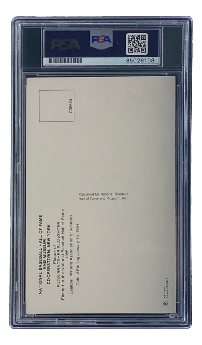 Authentic Enos Slaughter Signed 4x6 St. Louis Cardinals HOF Plaque Card with PSA/DNA Certification #85026108 - Perfect for Baseball Memorabilia Collectors & Cardinals Fans Display