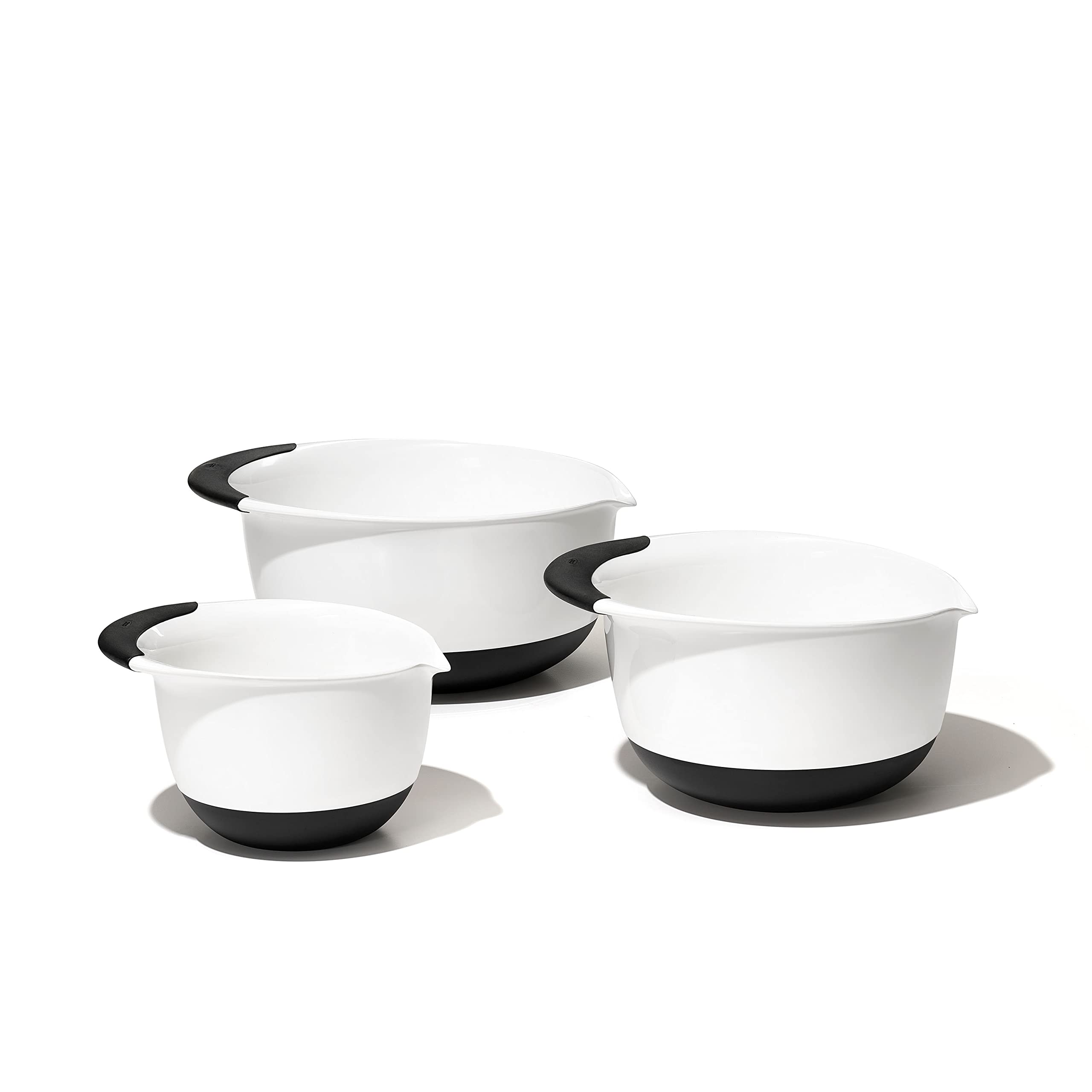 OXO Good Grips 3-Piece Mixing Bowl Set - Non-Slip Stainless Steel Nesting Bowls with Pour Spouts & Measurement Marks - Perfect for Baking, Cooking, Meal Prep & Kitchen Organization