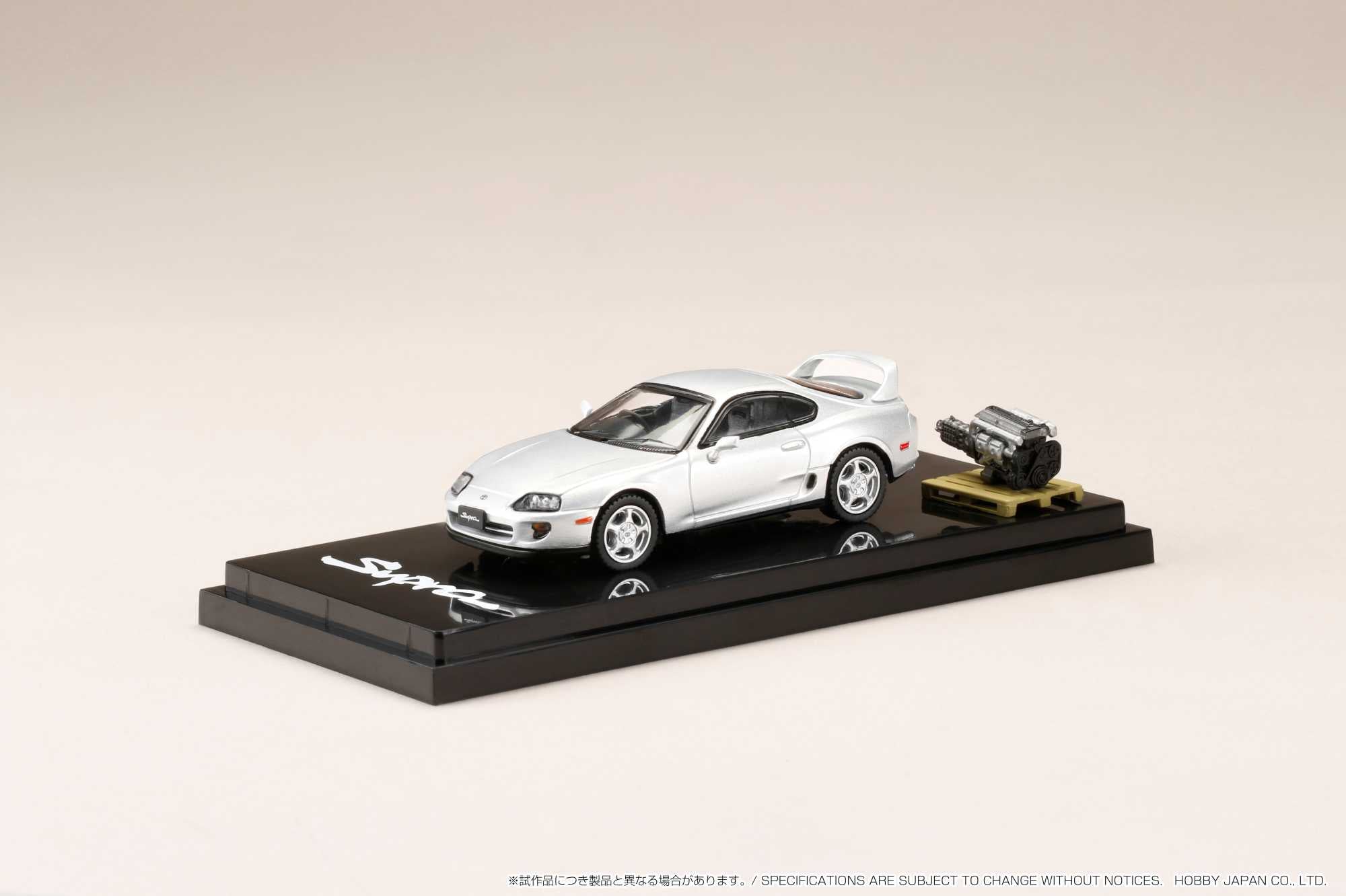 1:64 Toyota Supra RZ (A80) Diecast Model Car - Silver Metallic Finish with Detailed Engine Display - Collectible Japanese Sports Car for Display & Racing Enthusiasts - Perfect for Home Office Decor, Gift Giving & Model Car Collections