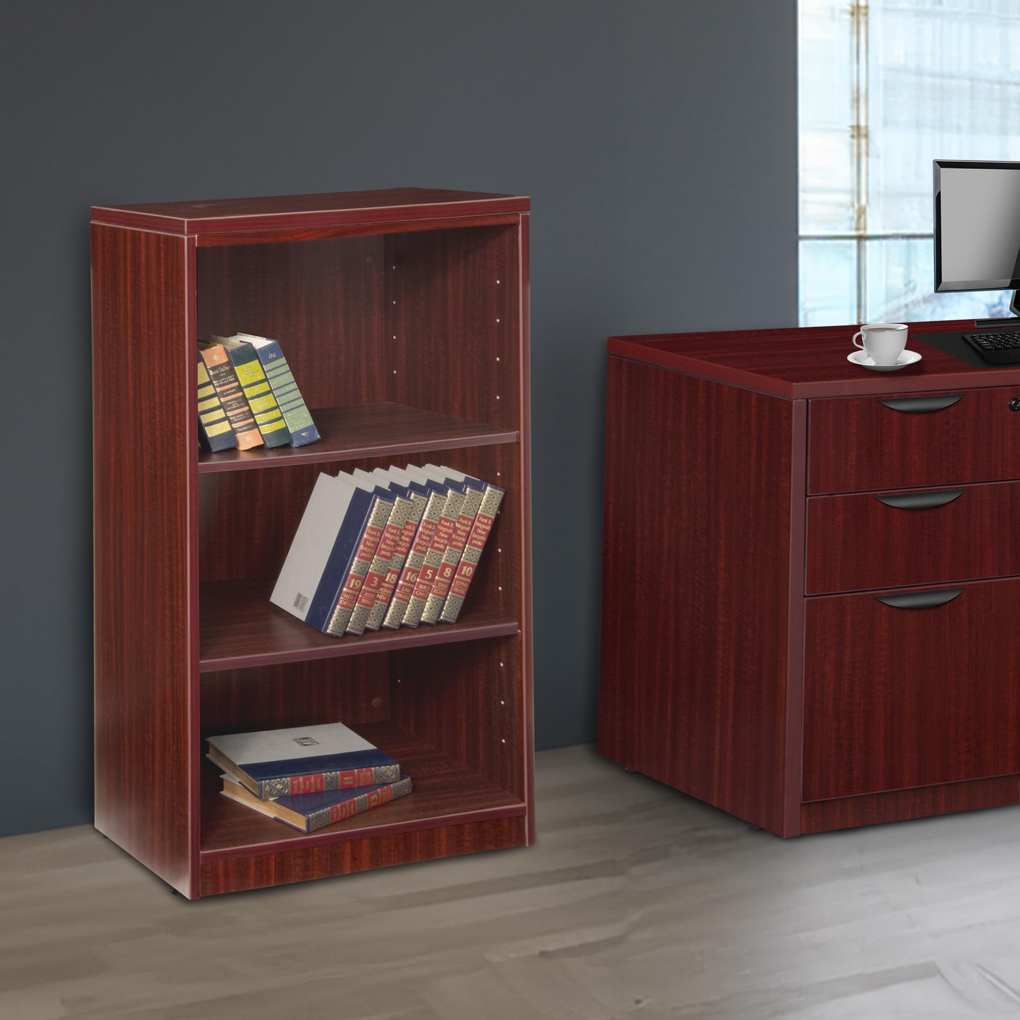 Regency Seating Bookcase Legacy Stand Up - 41 Inch Mahogany Wood Bookshelf with Storage | Perfect for Home Office, Living Room & Library Organization