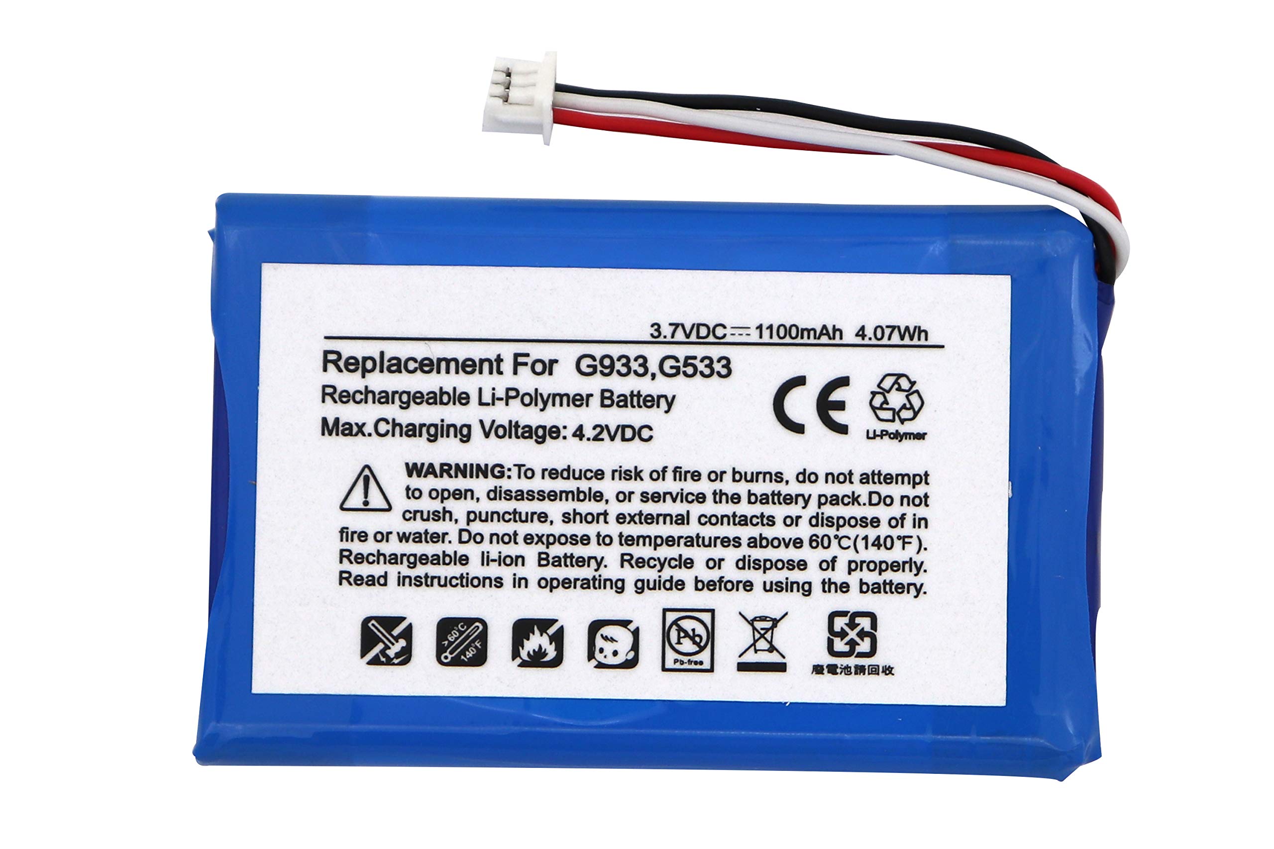 Original G933 Battery Replacement for Logitech G533 & G933 Artemis Spectrum Wireless Gaming Headset - Long-Lasting Power for PC, PS4, Xbox Gaming & Online Meetings