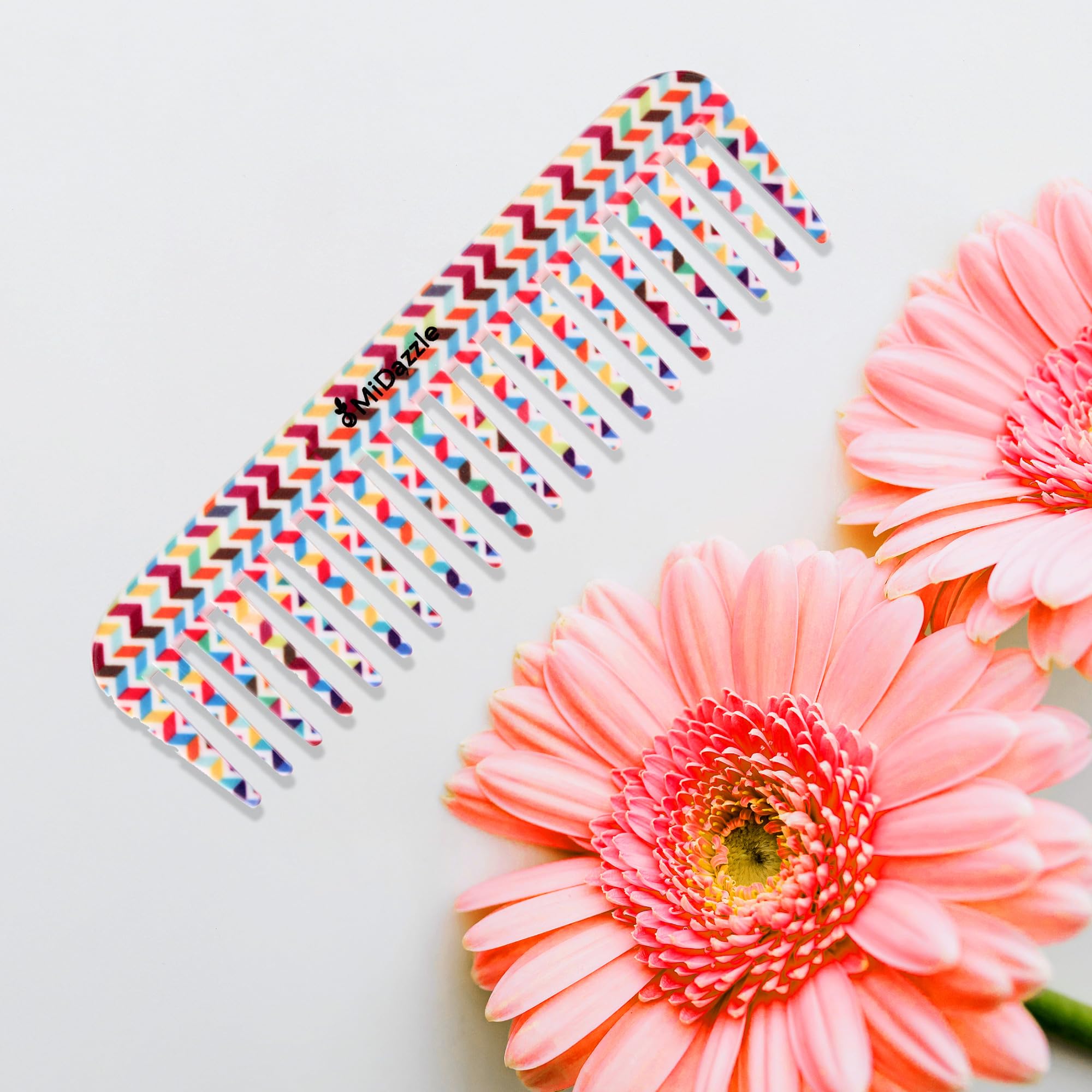 Midazzle 360 Floral Shampoo Comb - Medium Hair Detangling Brush for Wet & Dry Hair - Perfect for Salon, Home Use & Travel