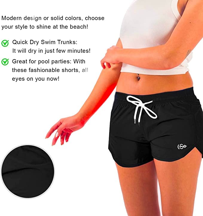 Women's Quick Dry Swim Trunks - Solid Bright Colors Bathing Suits & Swimwear for Beach, Pool & Water Sports | The Season Essentials