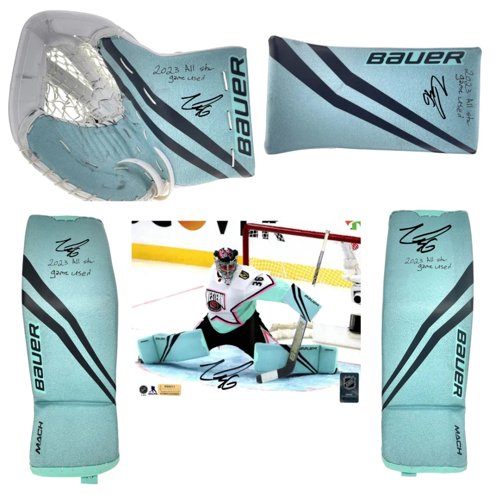 Authentic Logan Thompson Game-Used 2023 NHL All-Star Goalie Pads Set - Vegas Golden Knights Worn with IGM COA - Perfect for Hockey Collectors & Memorabilia Displays
