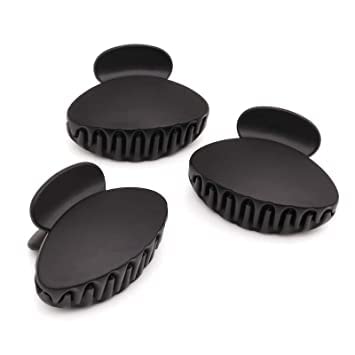 Delush Design Black Hair Claw Clips - No Slip Tight Grip Acrylic Hair Clips for Women & Girls (3-Pack) - Perfect for Ponytails, Buns & Everyday Hairstyles