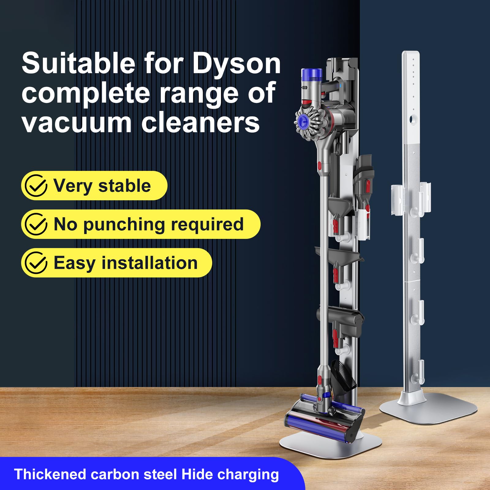 Dyson V15 V12 V11 V10 V8 V7 V6 Vacuum Stand - Aviation Aluminum Alloy Bracket for All Handheld Cordless Vacuum Cleaners | Hidden Power Cord Design | Perfect for Home, Office & Car Organization