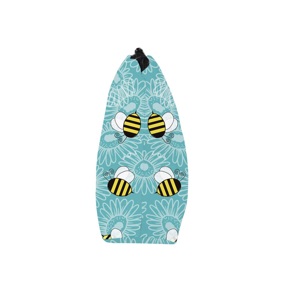 Waterproof Allover Print Makeup Bag Cosmetic Organizer Pouch for Women - Bee Design, Travel Toiletry Bag for Gym, Vacation & Daily Use