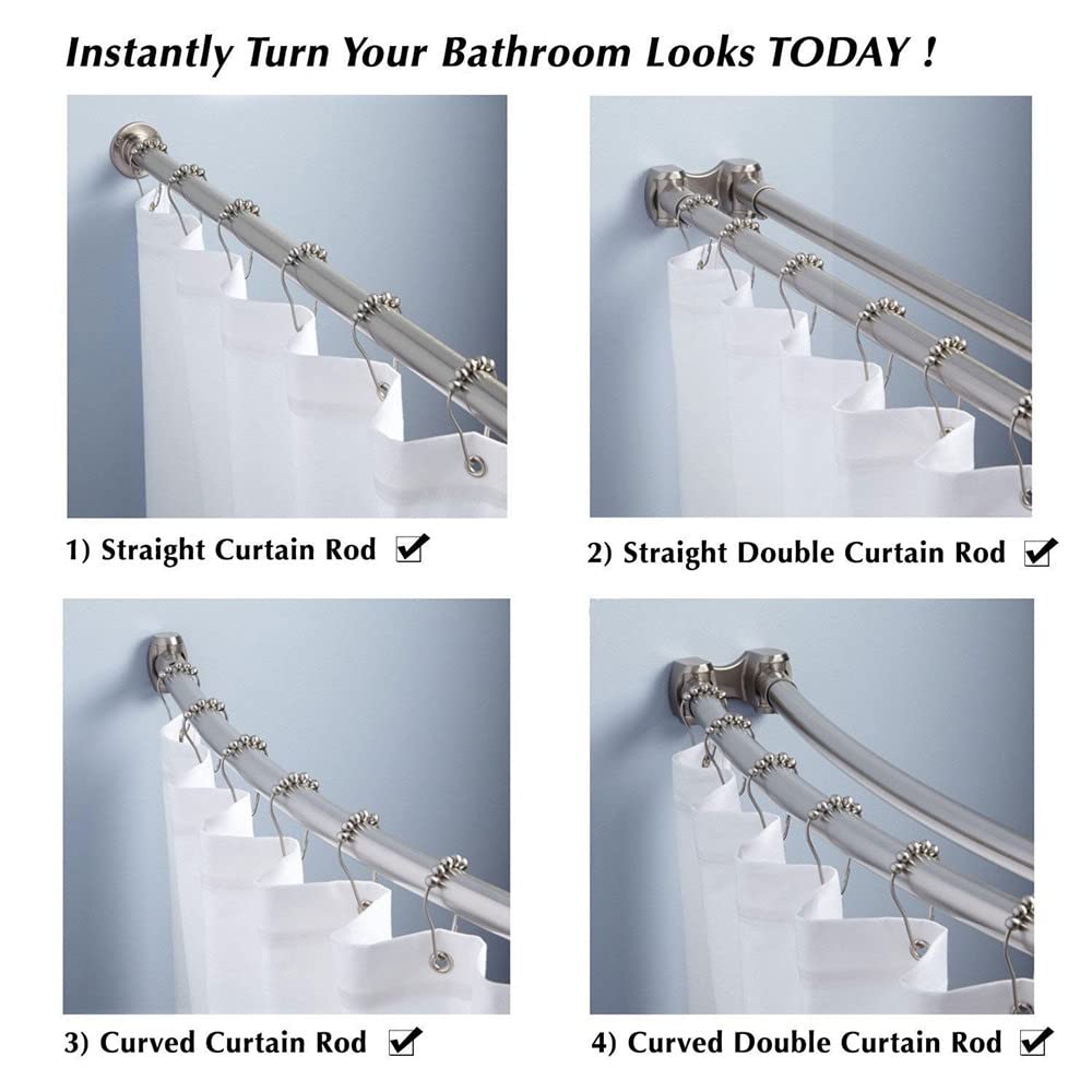Uigos Rust-Resistant Shower Curtain Hooks & Rings - 12 Pack Chrome Finish for Bathroom Shower Rods | Durable Metal Hooks for Bathtub, Shower Stall & Spa Decor