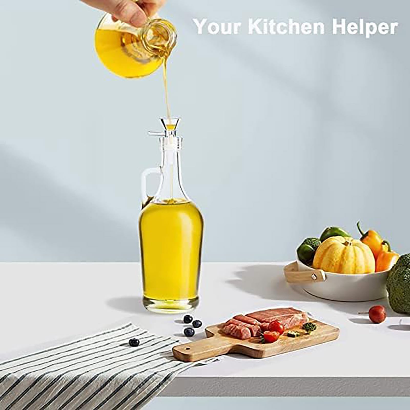 2Pcs Small Glass Funnel with Handle - 14mm Kitchen & Lab Funnel for Bottle Filling, Essential Cooking & Scientific Tools - Perfect for Home Brewing, Essential Oils, Spices & DIY Projects (Clear_2Pcs)