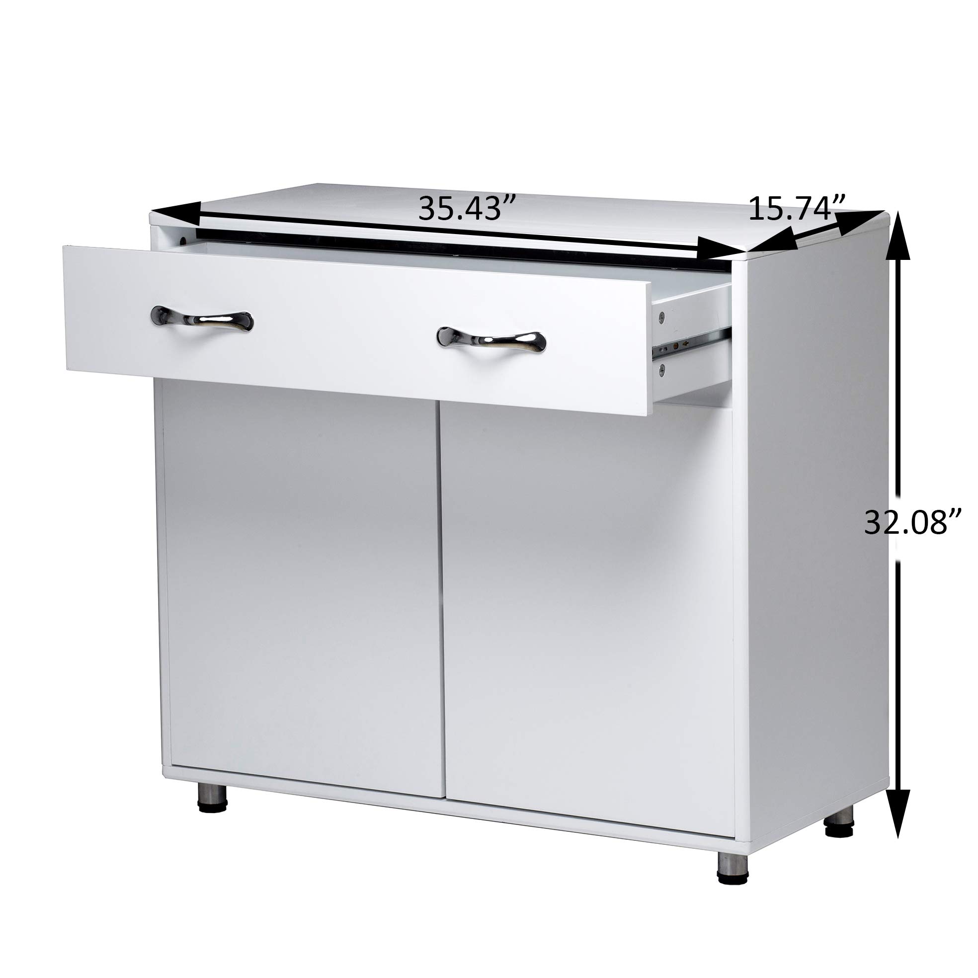 2-Door White Storage Cabinet - File Drawer Sideboard for Office, Kitchen & Home Organization | Perfect for Files, Dishes & Supplies Storage