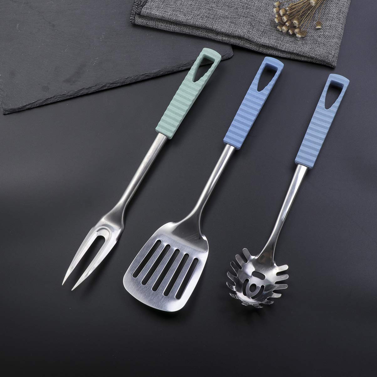 Premium Kitchen Utensils Set - Stainless Steel Cookware & Tableware Accessories for Cooking, Baking, Serving - Ideal for Home Chefs & Dinner Parties