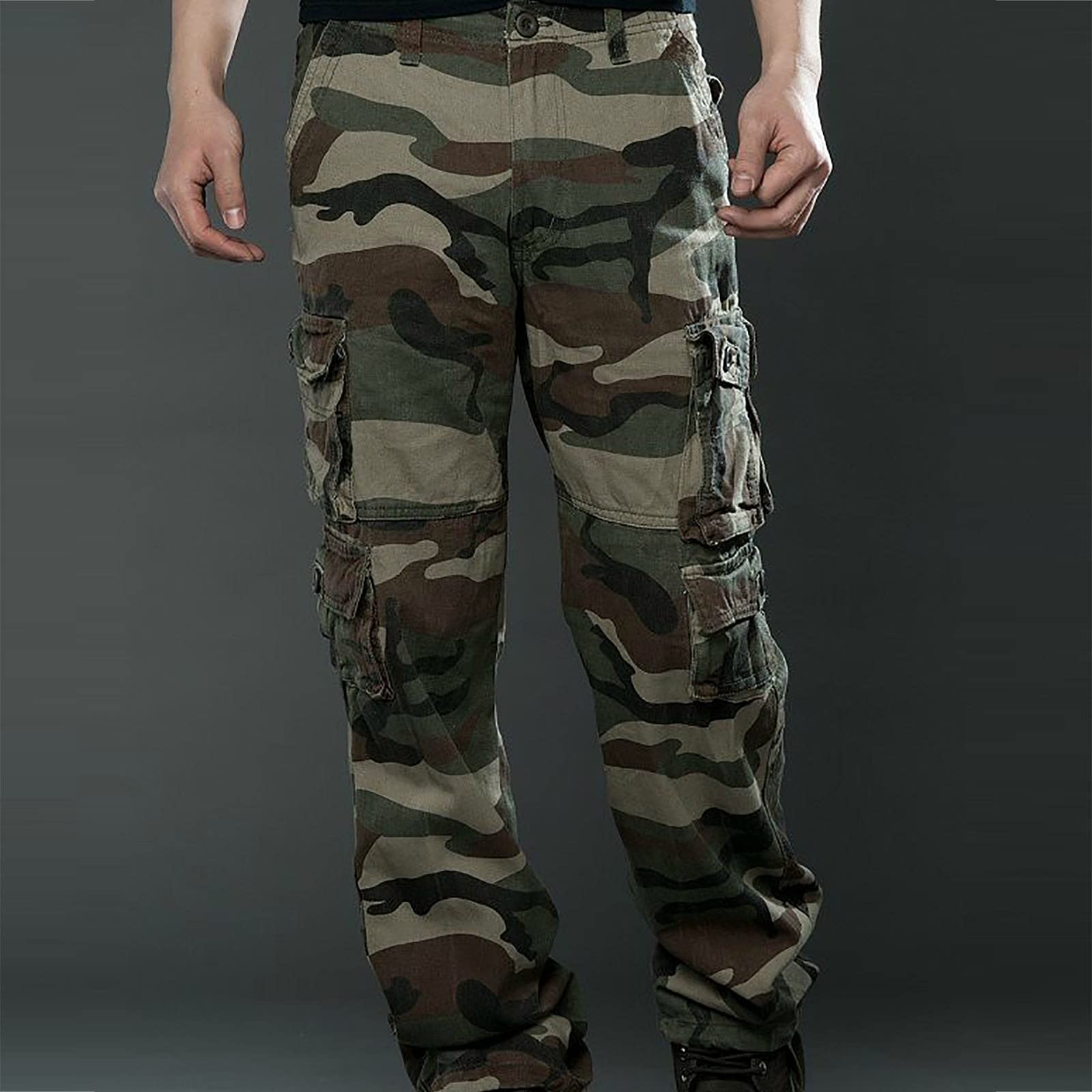 Men's Tactical Cargo Pants - Military Combat Ripstop Camo Work Pants with Multiple Pockets for Hiking, Outdoor & Casual Wear | Durable Outdoor Adventure Pants for Men