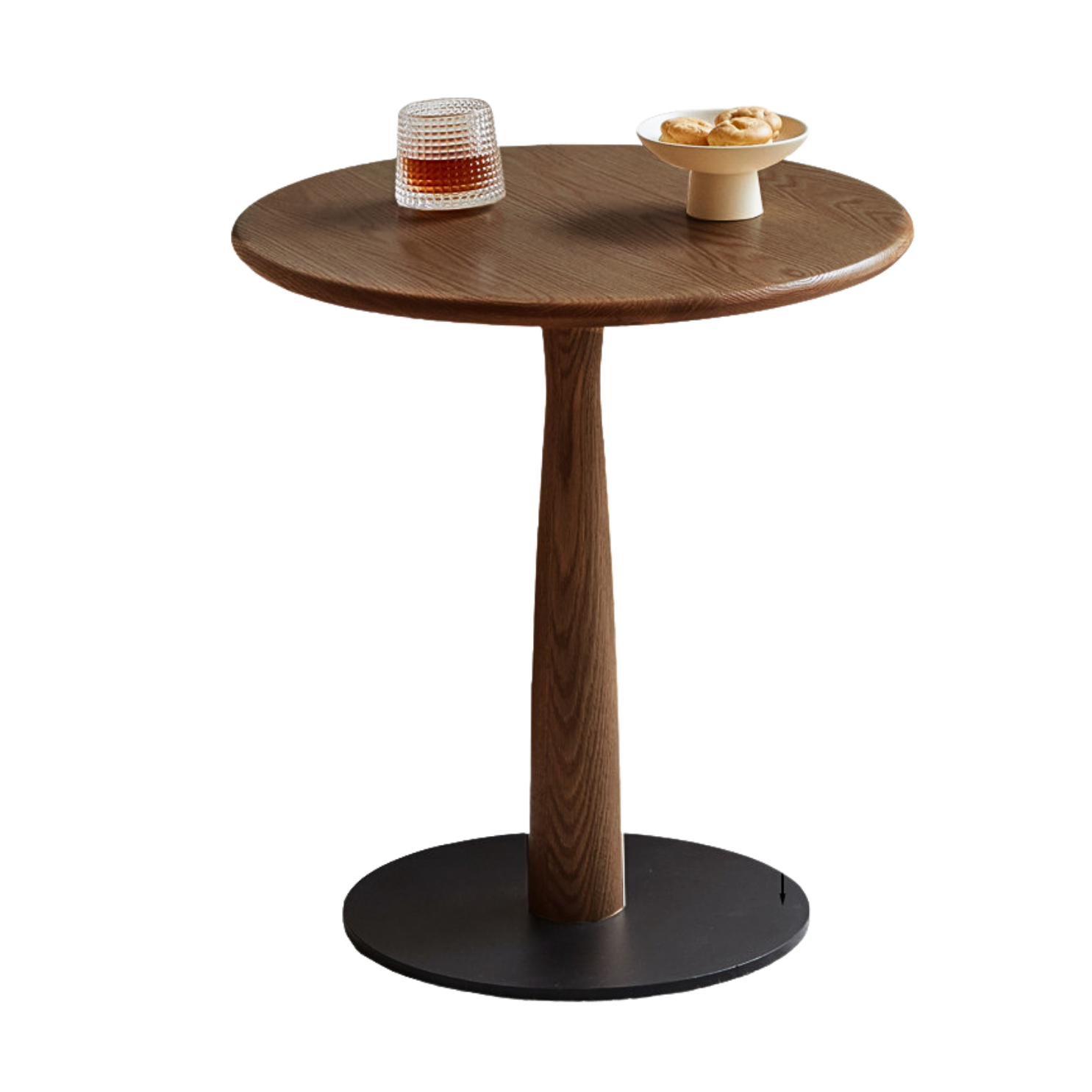 Solid Wood Round Side Table - Oak, Black Walnut, Cherry - Modern End Table for Living Room, Bedroom & Office
