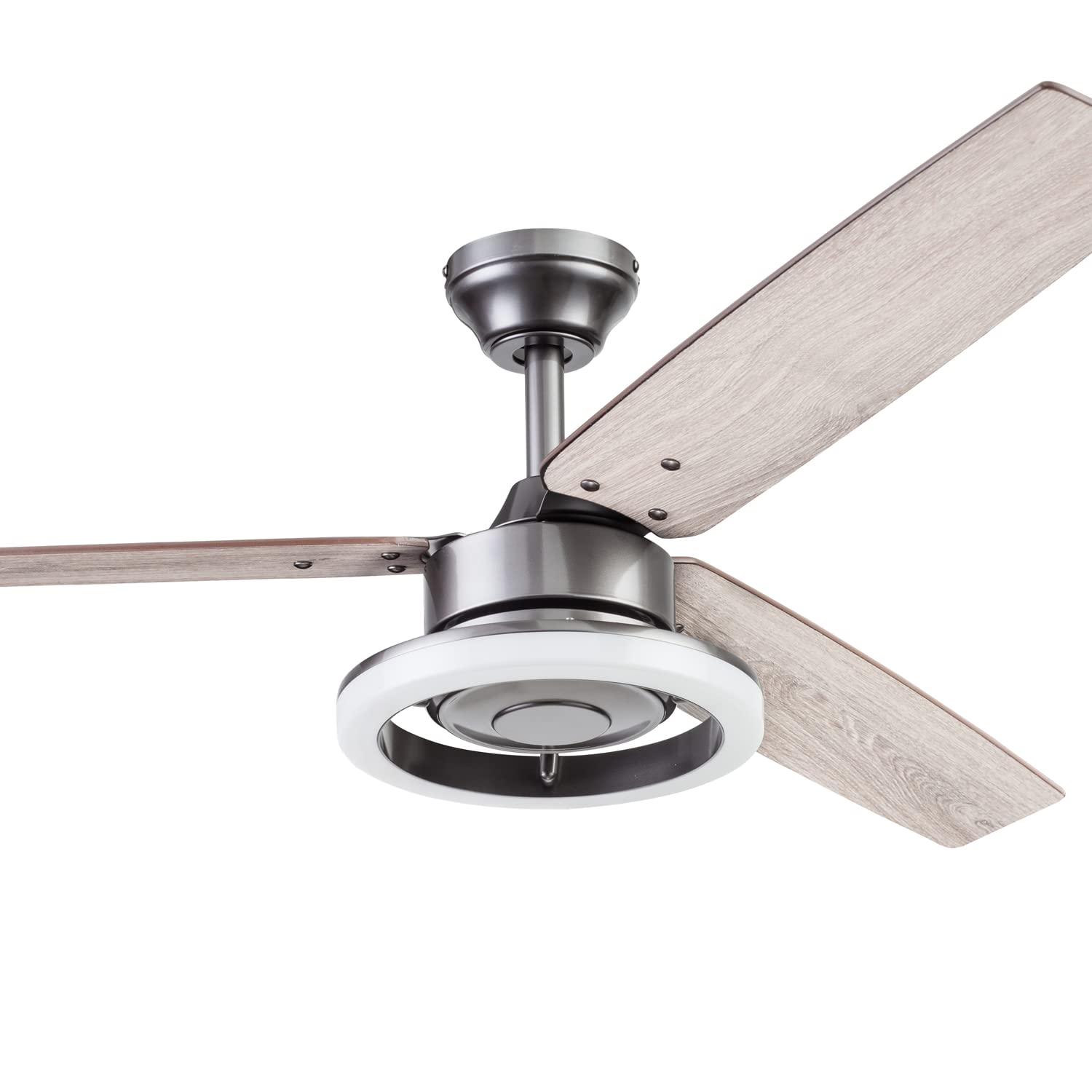 Prominence Home 51488-01 Orbis 52-Inch Gun Metal Ceiling Fan with Light Kit - Modern Indoor Cooling for Living Room, Bedroom & Office