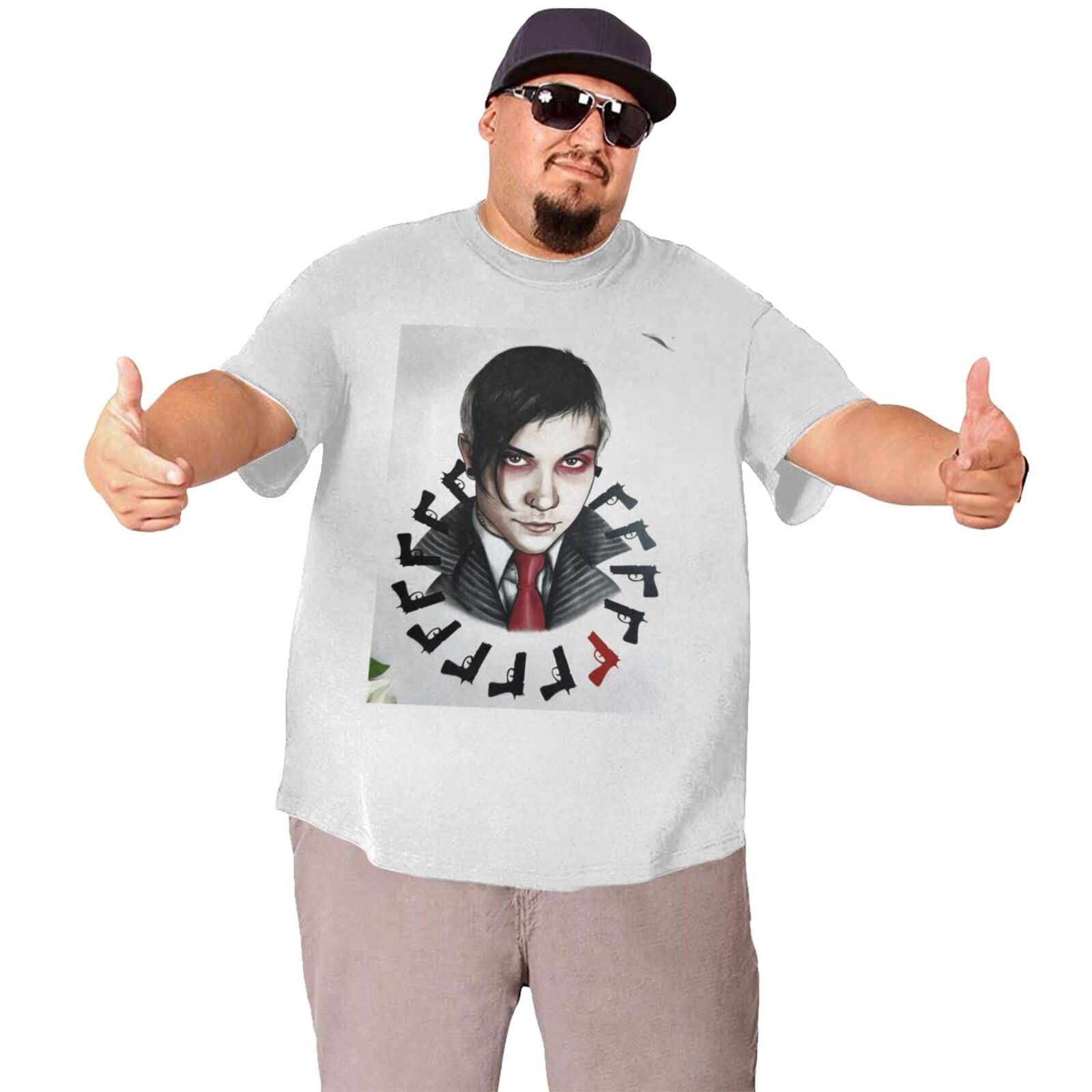 Frank Iero Oversized Cotton T-Shirt for Men - Big & Tall Short Sleeve Tee in White - Perfect for Concerts, Casual Wear and Street Style Fashion