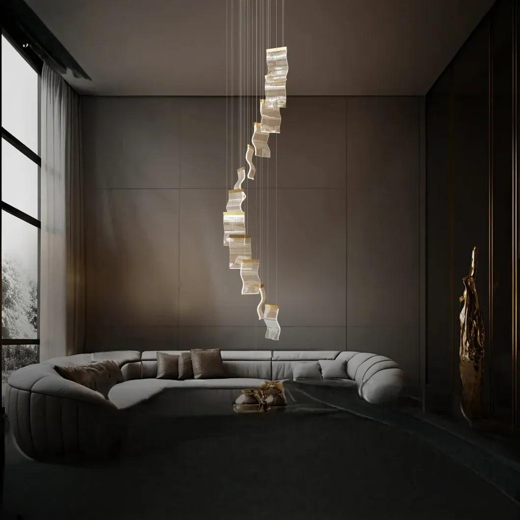 Modern Square Stacking Chandelier for Living Room - Elegant Ceiling Light Fixture for Dining Room, Bedroom & Home Decor