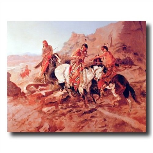 Authentic Russell Native American Indian Horses Western Cowboy Animal Wall Art Print - 16x20 Inches - Perfect for Western Home Decor, Cowboy Themed Rooms & Ranch Style Offices