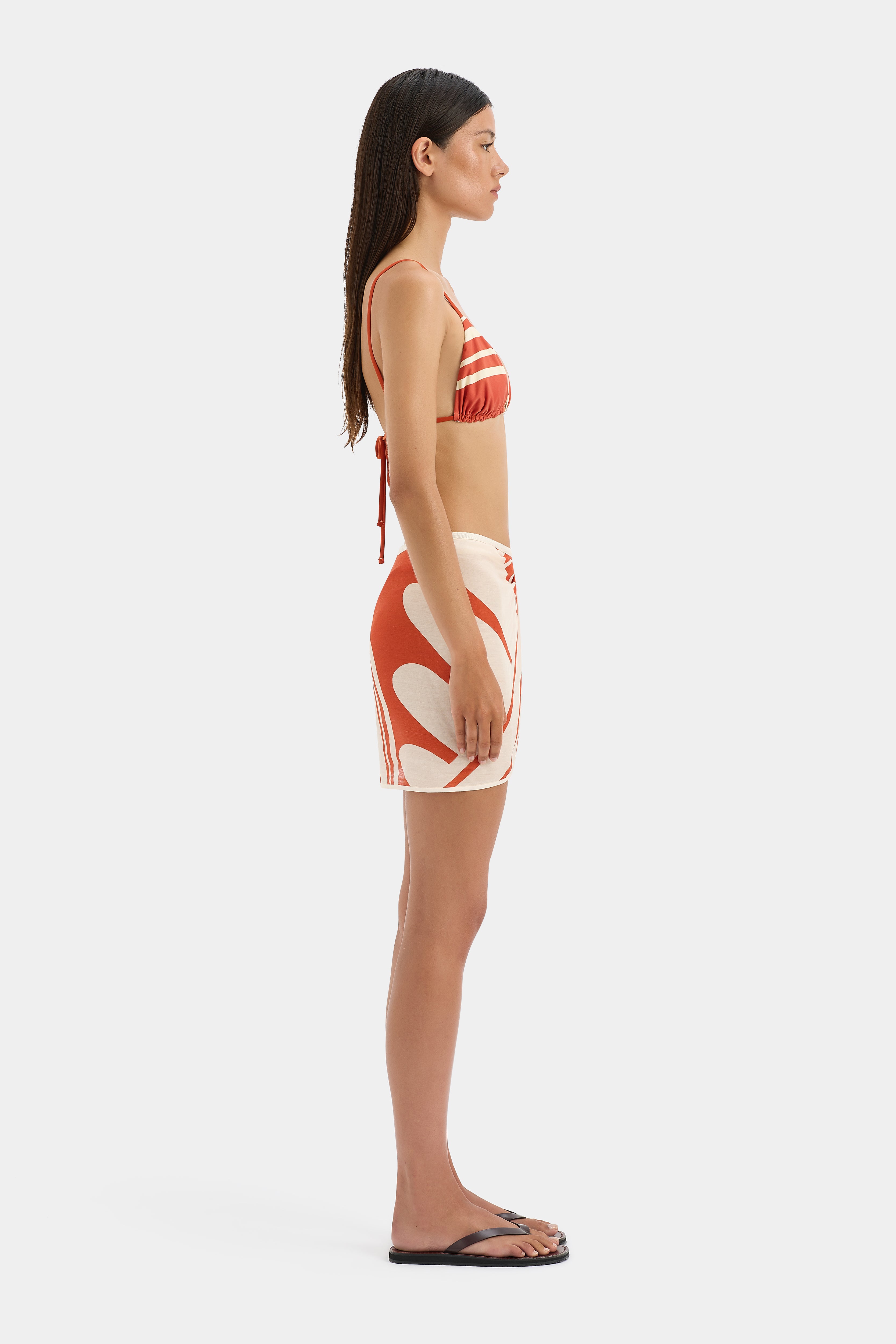 Hibiscus Stripe Calla Sarong - Tropical Floral Wrap Skirt for Beach, Pool, and Summer Vacations