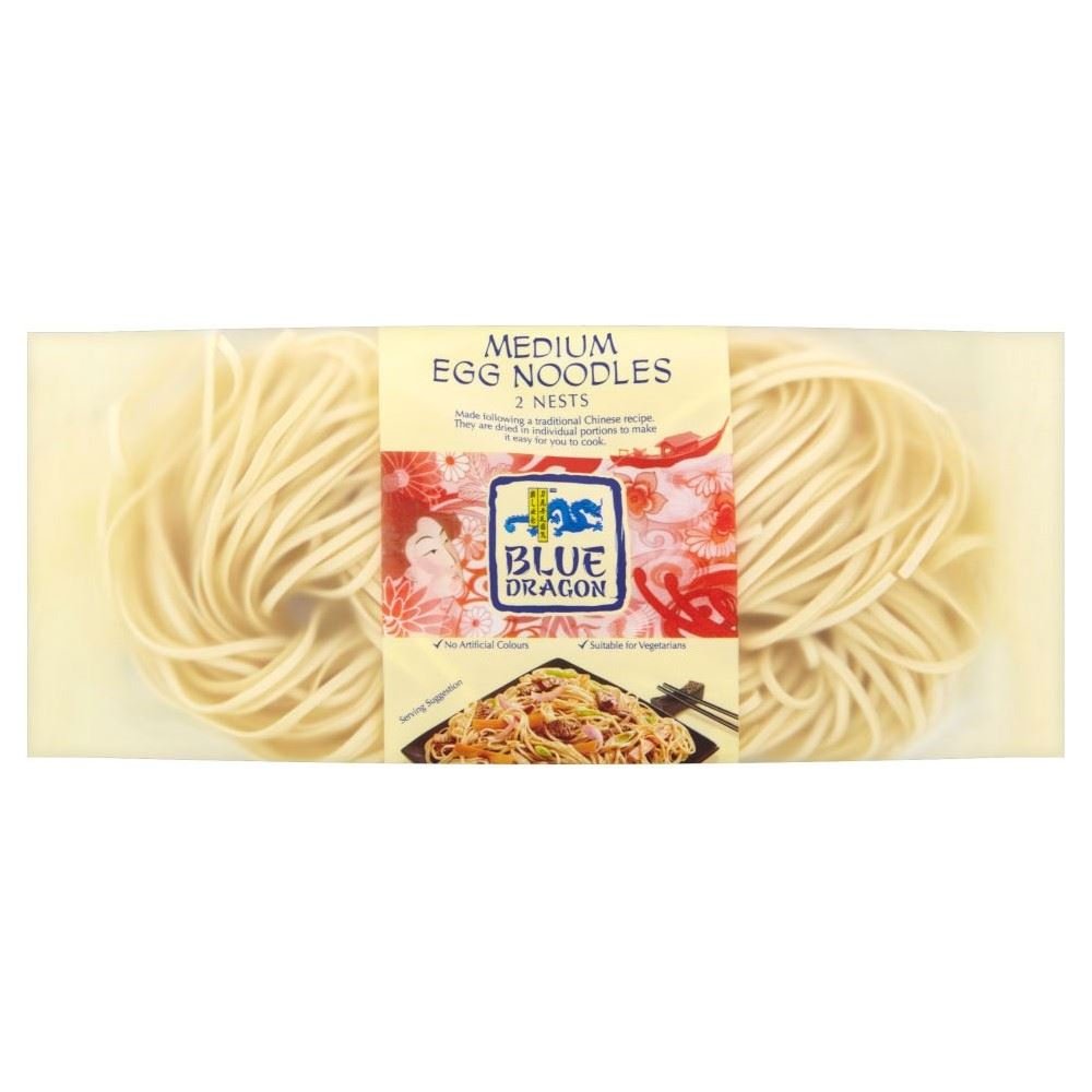 Blue Dragon Medium Egg Noodles (2x50g) - Pack of 6 | Authentic Asian Pasta for Stir Fry, Soup & Quick Meals | Perfect for Home Cooking & Meal Prep