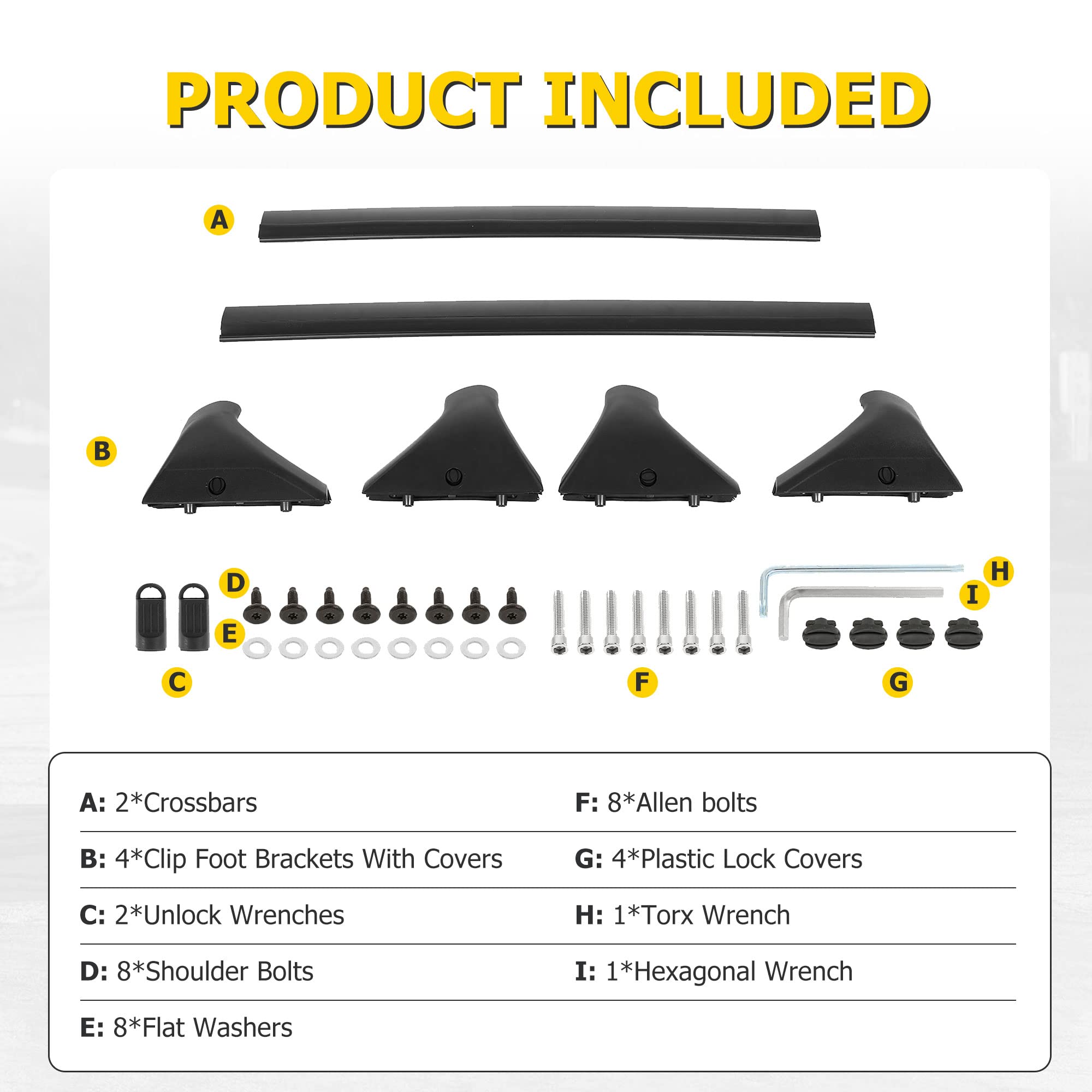 AUXMART Roof Rack Cross Bars for Nissan Rogue 2021-2025 | Heavy Duty 150LBS Capacity | Universal Fit for One-Piece Roof Side Rails | Perfect for Kayak, Canoe, Bicycle & Cargo Carrier | Road Trips & Outdoor Adventures
