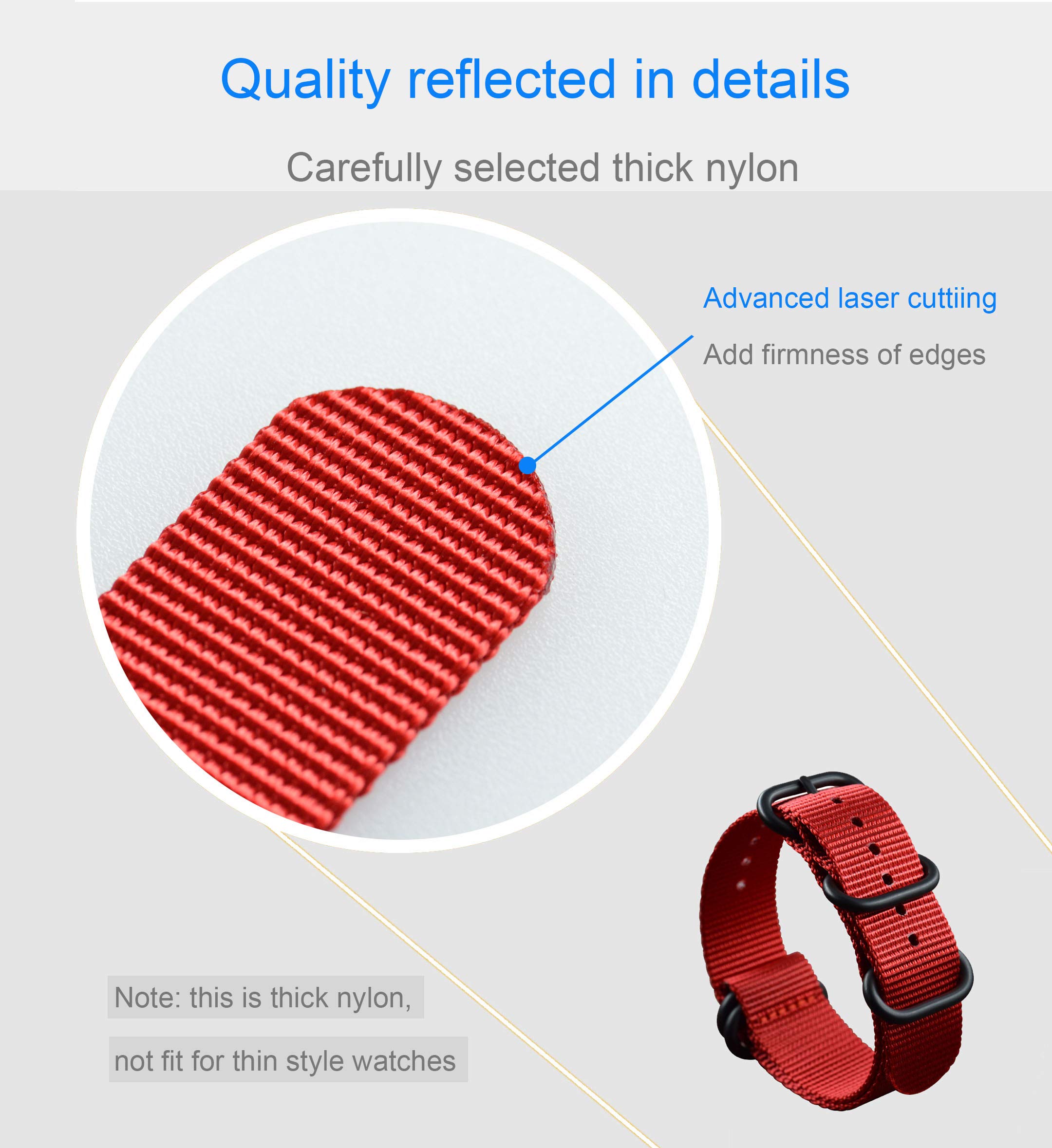 Durable Nylon Watch Band Replacement (18-28mm Sizes) - Perfect for Apple Watch, Garmin, Fitbit & Smartwatches - Comfortable for Sports, Workouts & Everyday Wear