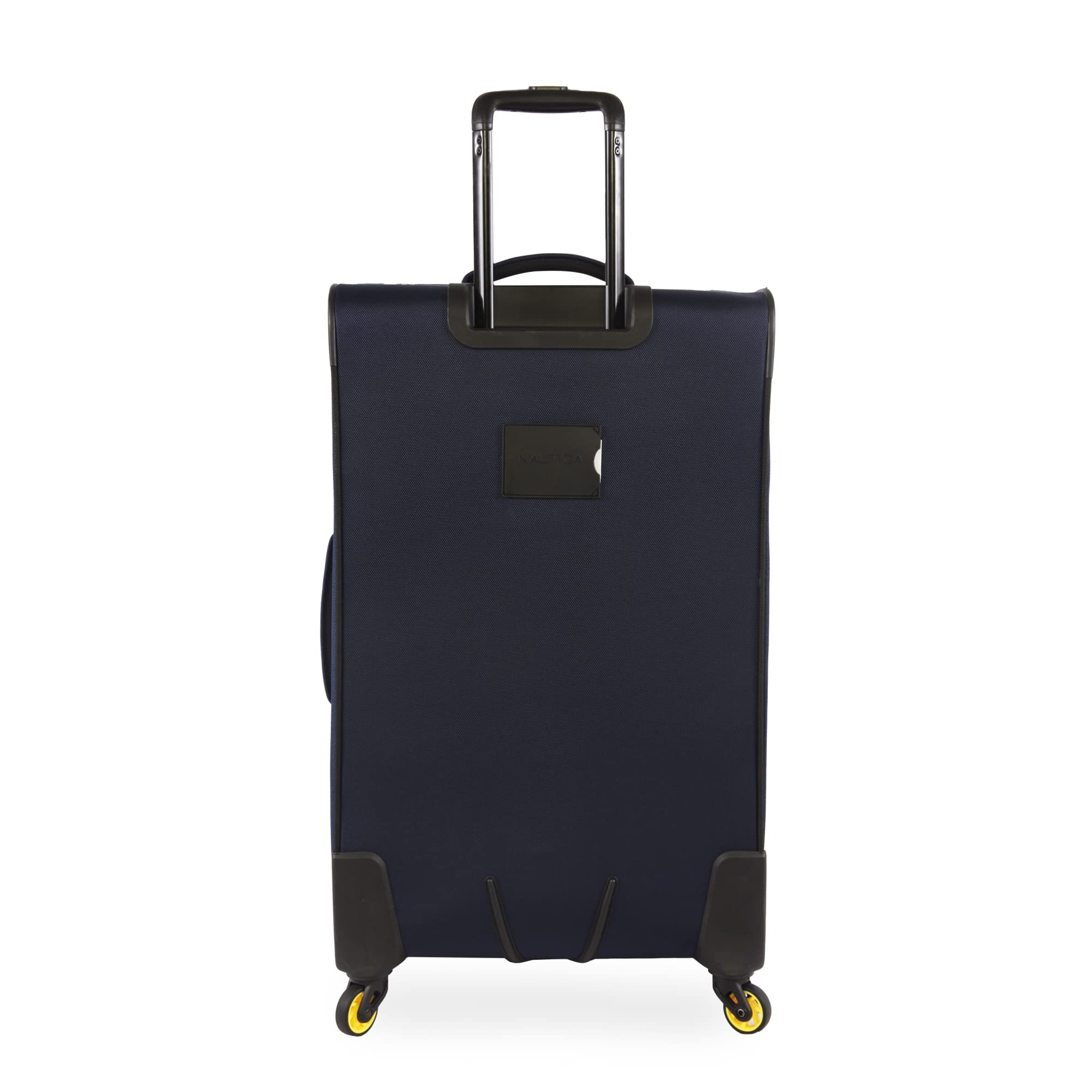NAUTICA Emry 2-Piece Softside Luggage Set in Navy & Yellow | Lightweight Spinner Suitcase for Travel, Business Trips & Weekend Getaways