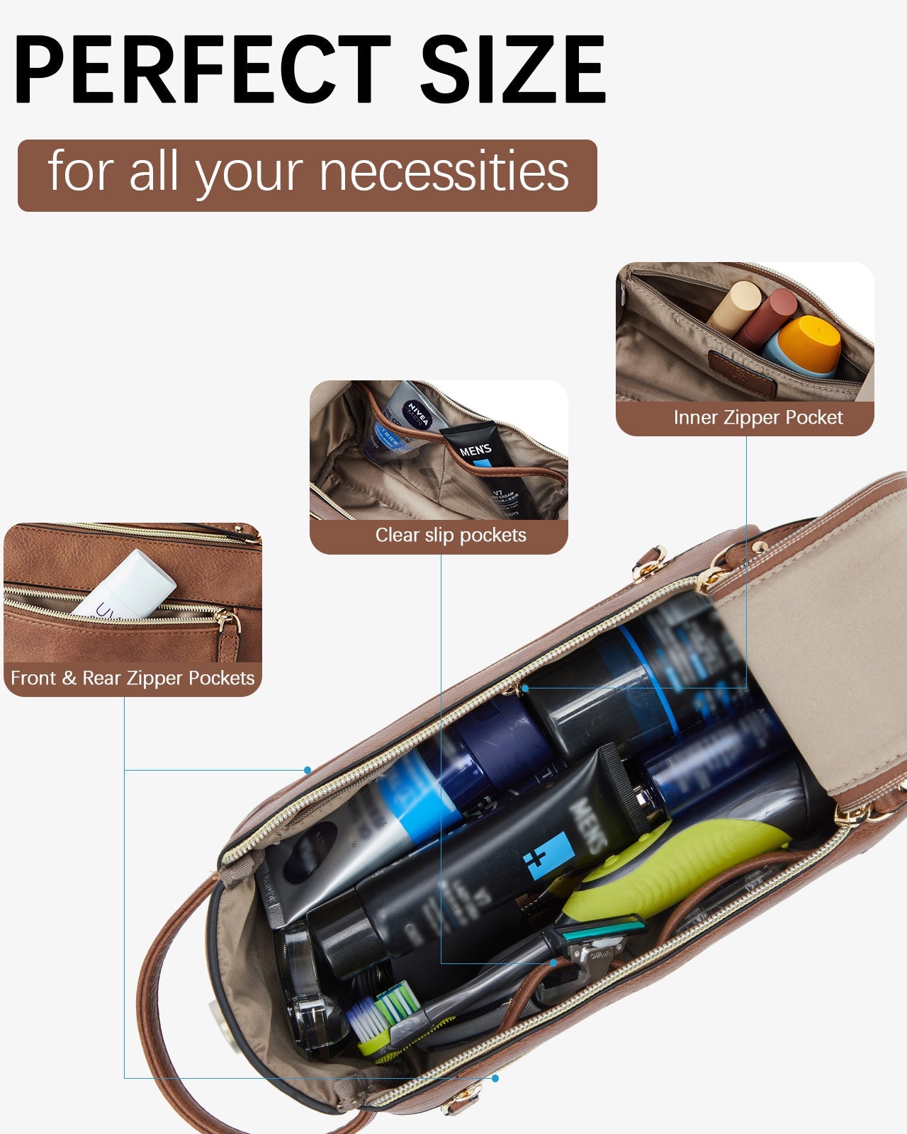 Stylish Travel Toiletry Bag for Women & Men - Waterproof Cosmetic Makeup Organizer | Perfect for Gym, Vacation & Business Trips