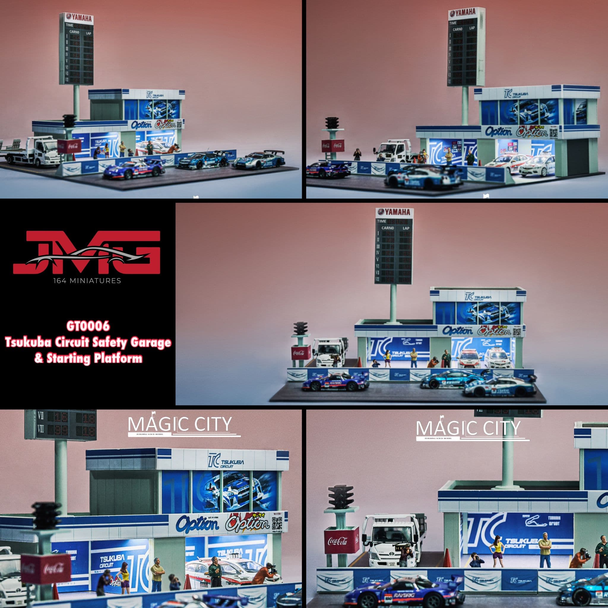 1:64 Tsukuba Circuit Safety Garage & Starting Platform Diorama - Collectible Model Car Display for Racing Enthusiasts - Perfect for Diecast Car Collections, Racing Dioramas, and Home Office Decor