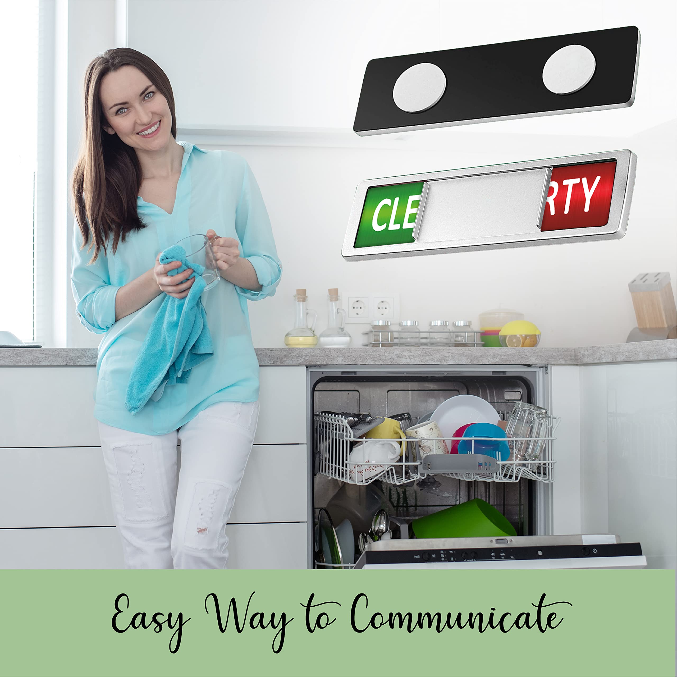Universal Dishwasher Clean Dirty Sign Magnet - Strong Red & Green Indicator for Kitchen Organization, Dishwasher & Refrigerator - Perfect for Home, Office, and RV Use