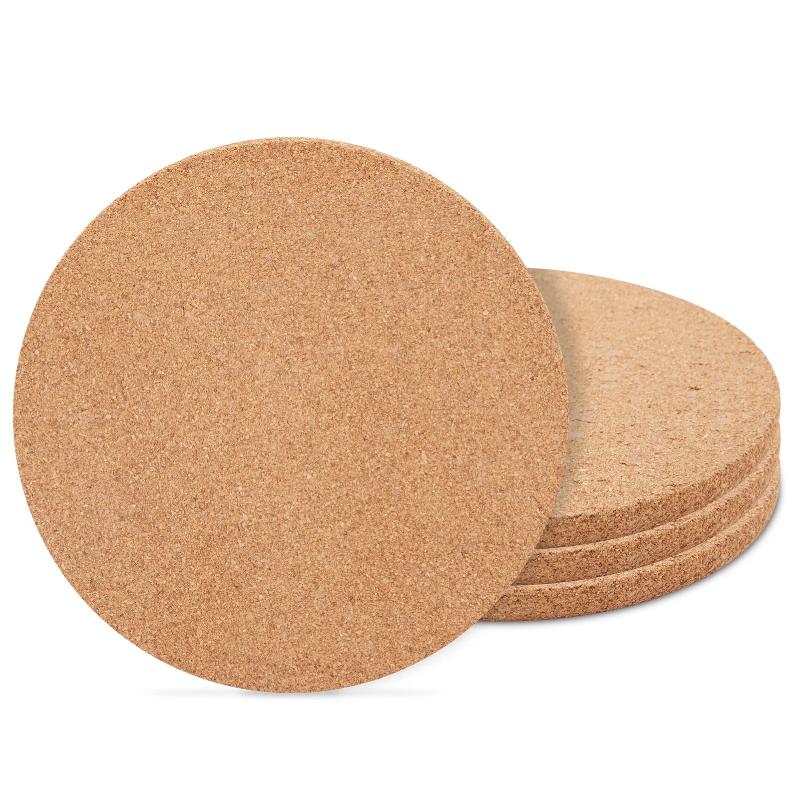 4 Pack Round Cork Trivets - 9 Inch Heat Resistant Hot Pads for Pots, Pans, Dishes & Countertops - Natural Corkboard Coasters for Kitchen, Dining Table & DIY Crafts - Perfect for Serving, Cooking & Home Decor