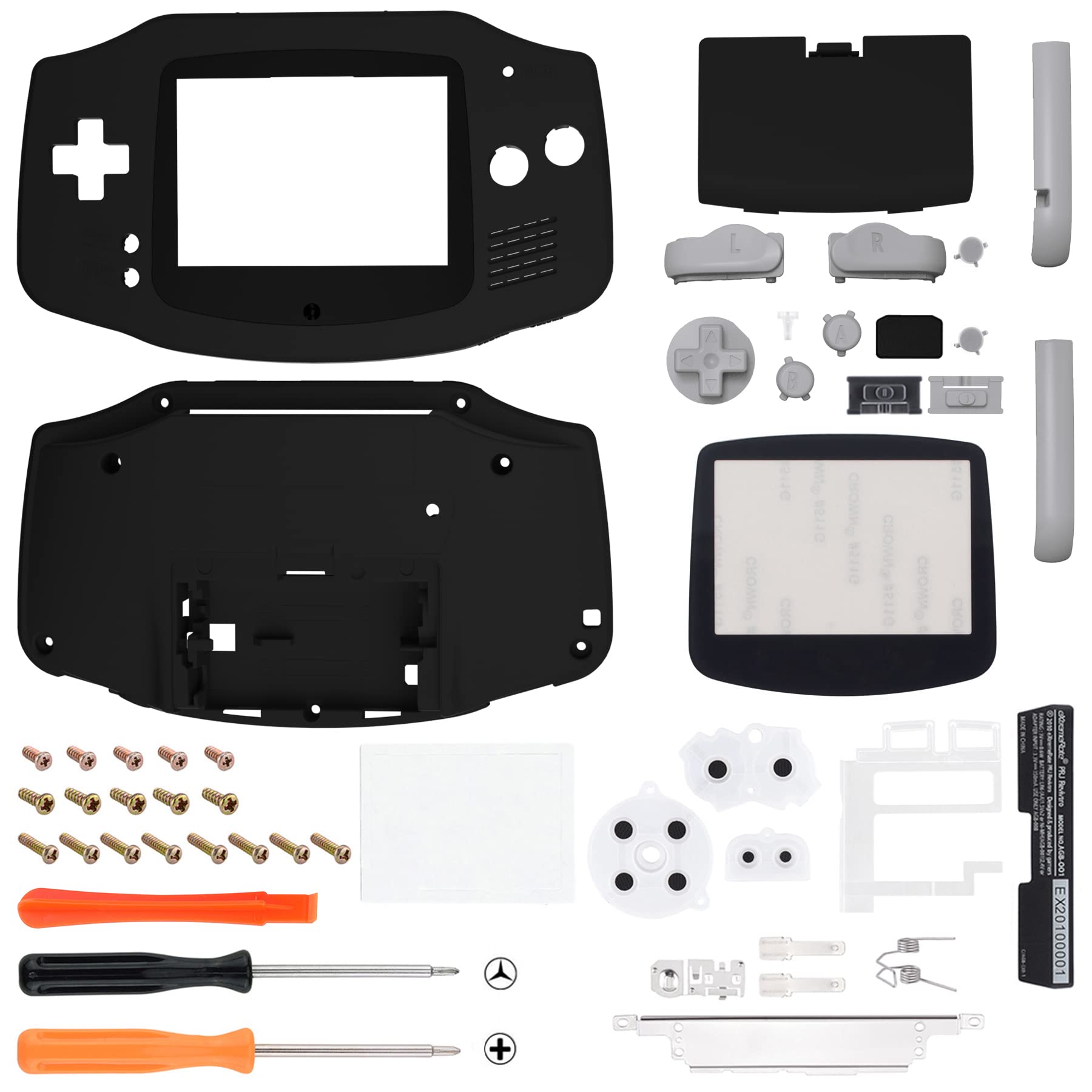 eXtremeRate Black Soft Touch Replacement Shell Full Housing Cover Buttons for Gameboy Advance GBA - Compatible with IPS & Standard LCD Screens - DIY Gaming Console Upgrade - Perfect for Retro Gaming Enthusiasts & Modders (Console & IPS Screen Not Included)