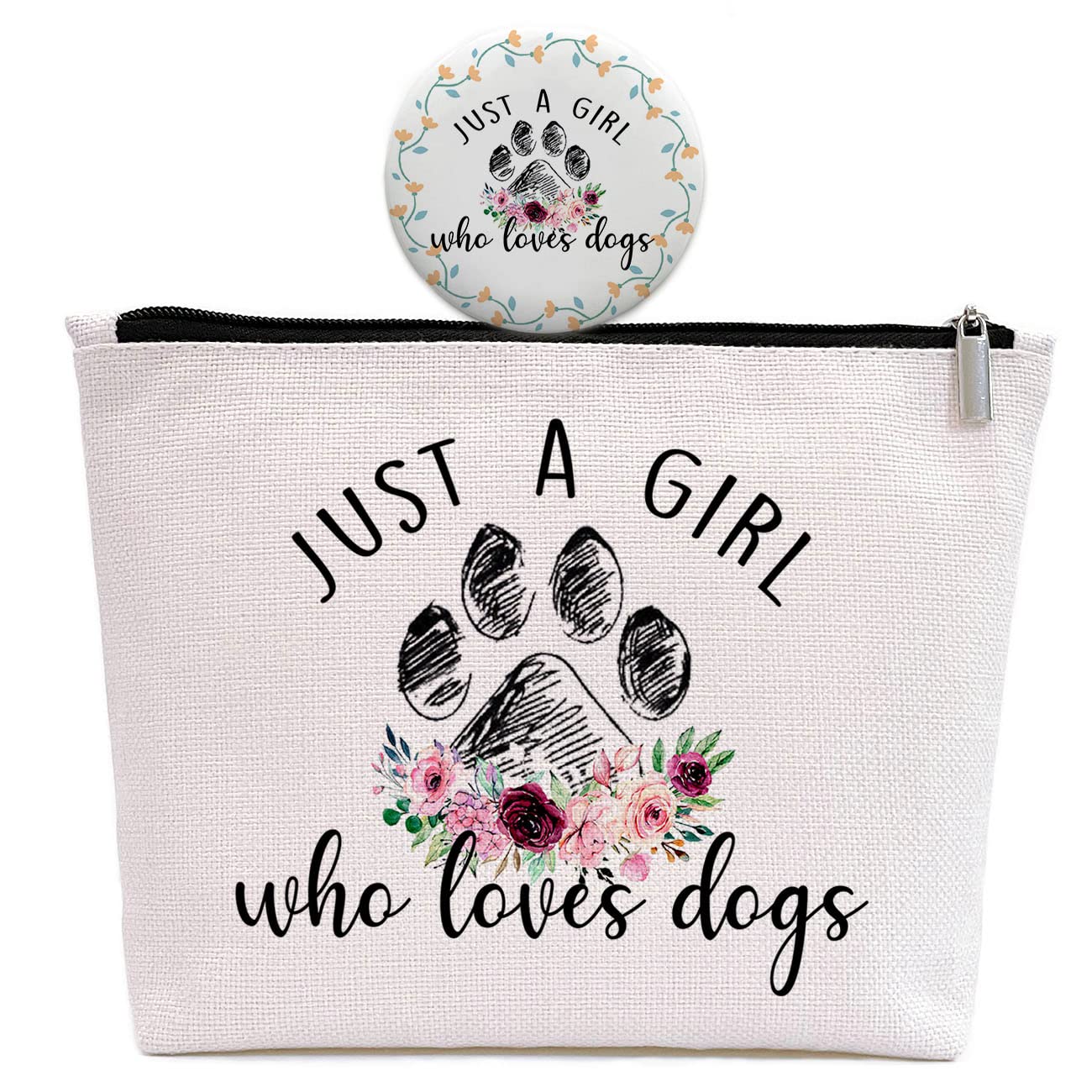 Dog Makeup Bag with Mirror - Cute Dog Themed Gift for Women, Dog Lovers, Daughter, Sister & Bestie | Perfect Birthday Gift Idea for Animal Lovers | Great for Travel, Cosmetics Storage & Dog-Themed Collections