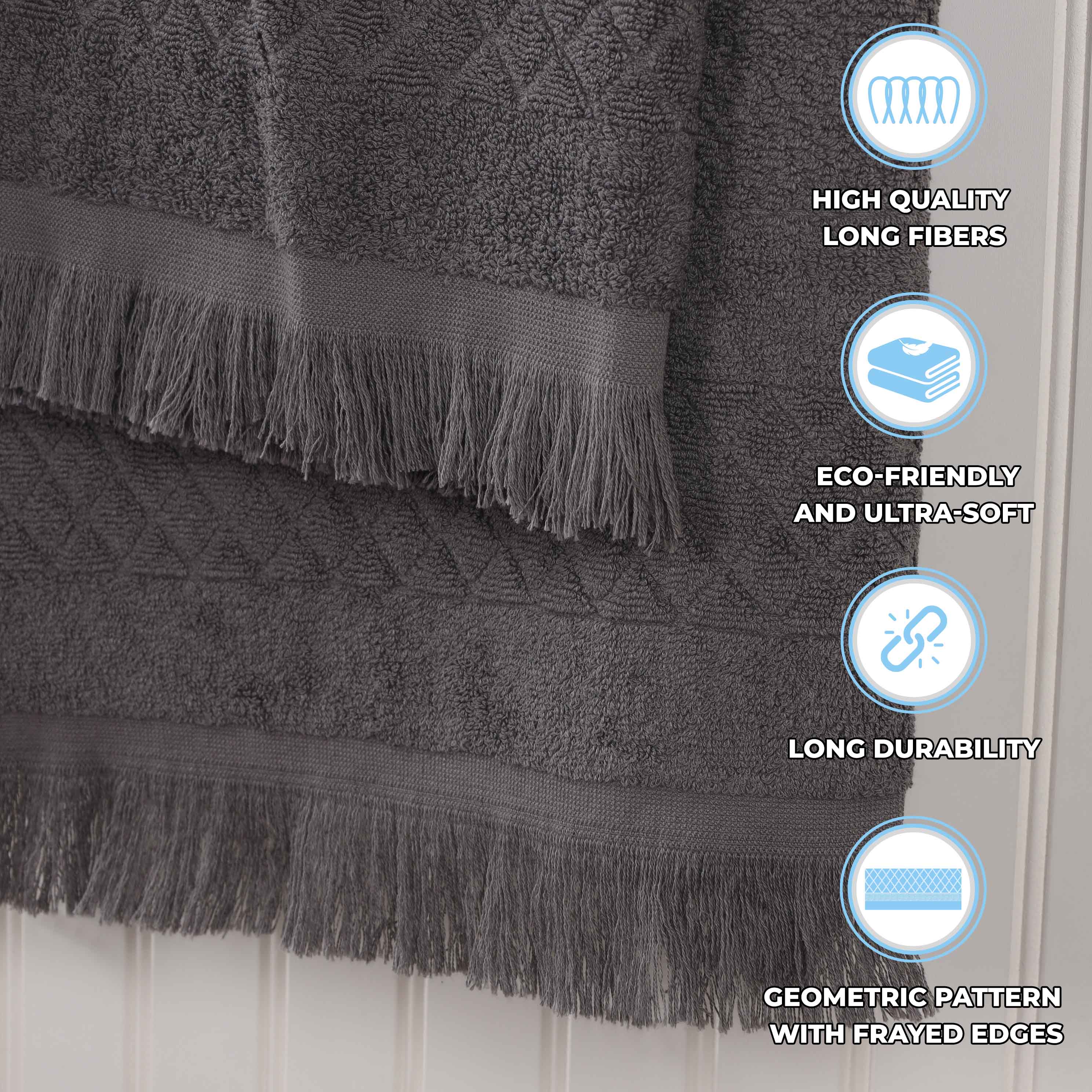 Premium 9-Piece Cotton Geometric Jacquard Towel Set - Ultra Soft, Absorbent & Plush - Perfect for Bathroom, Spa & Luxury Home Decor
