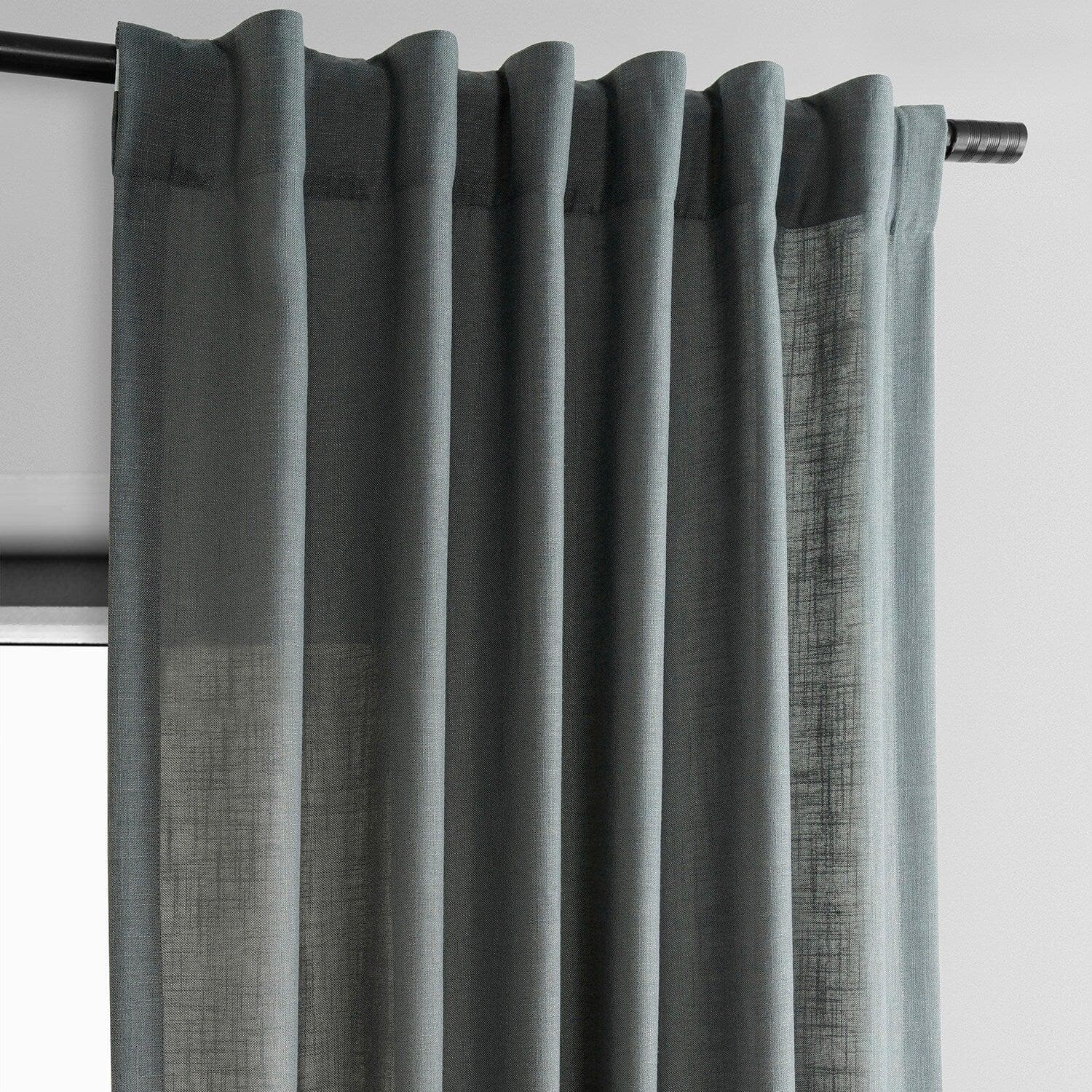 Dark Grey Classic Faux Linen Curtains - Blackout Window Drapes for Living Room & Bedroom - Thermal Insulated Room Darkening Panels for Home Decor