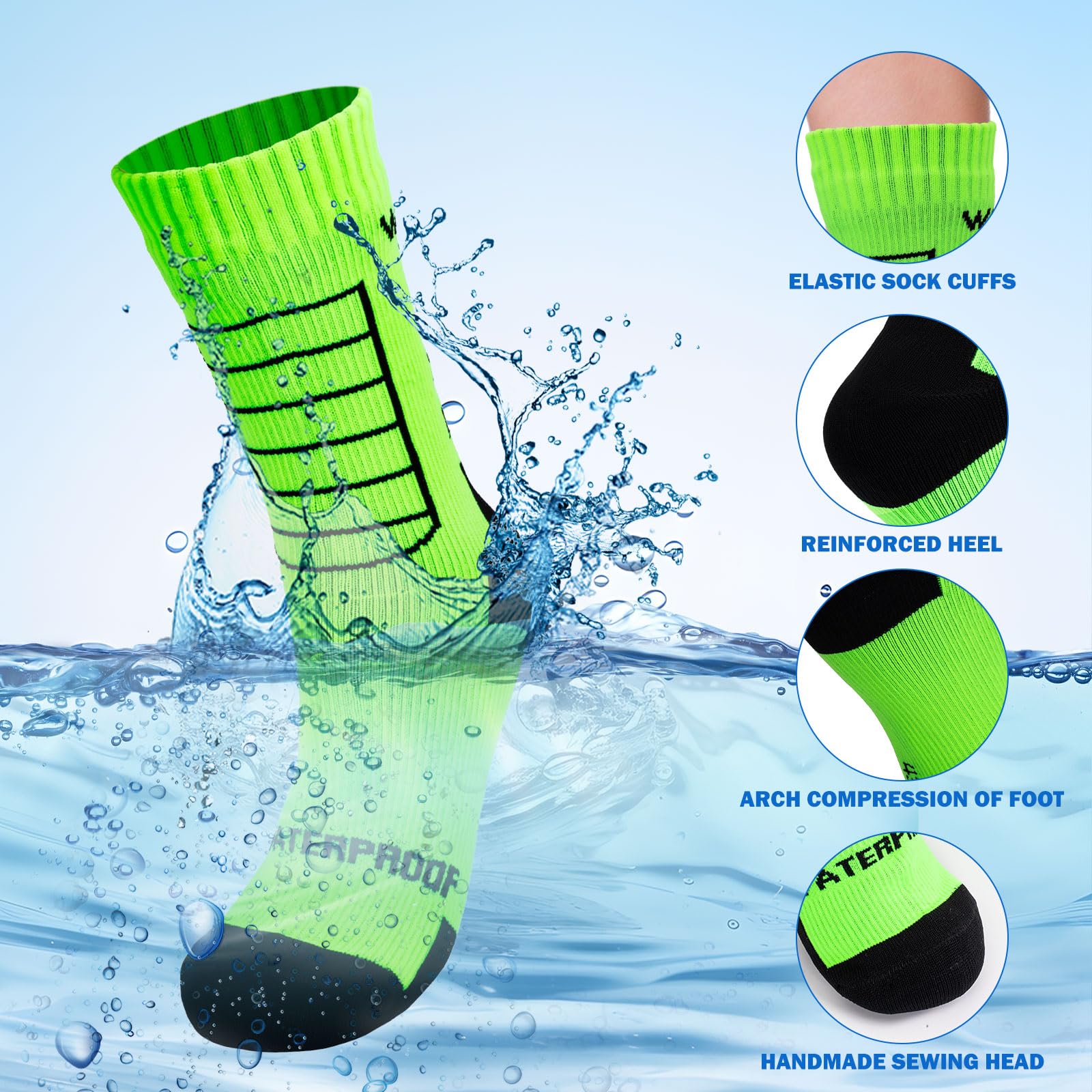 LEOSTEP Waterproof Socks for Men & Women - Breathable Outdoor Socks for Fishing, Skating, Skiing, Camping & Cycling - Stay Dry in All Weather Conditions