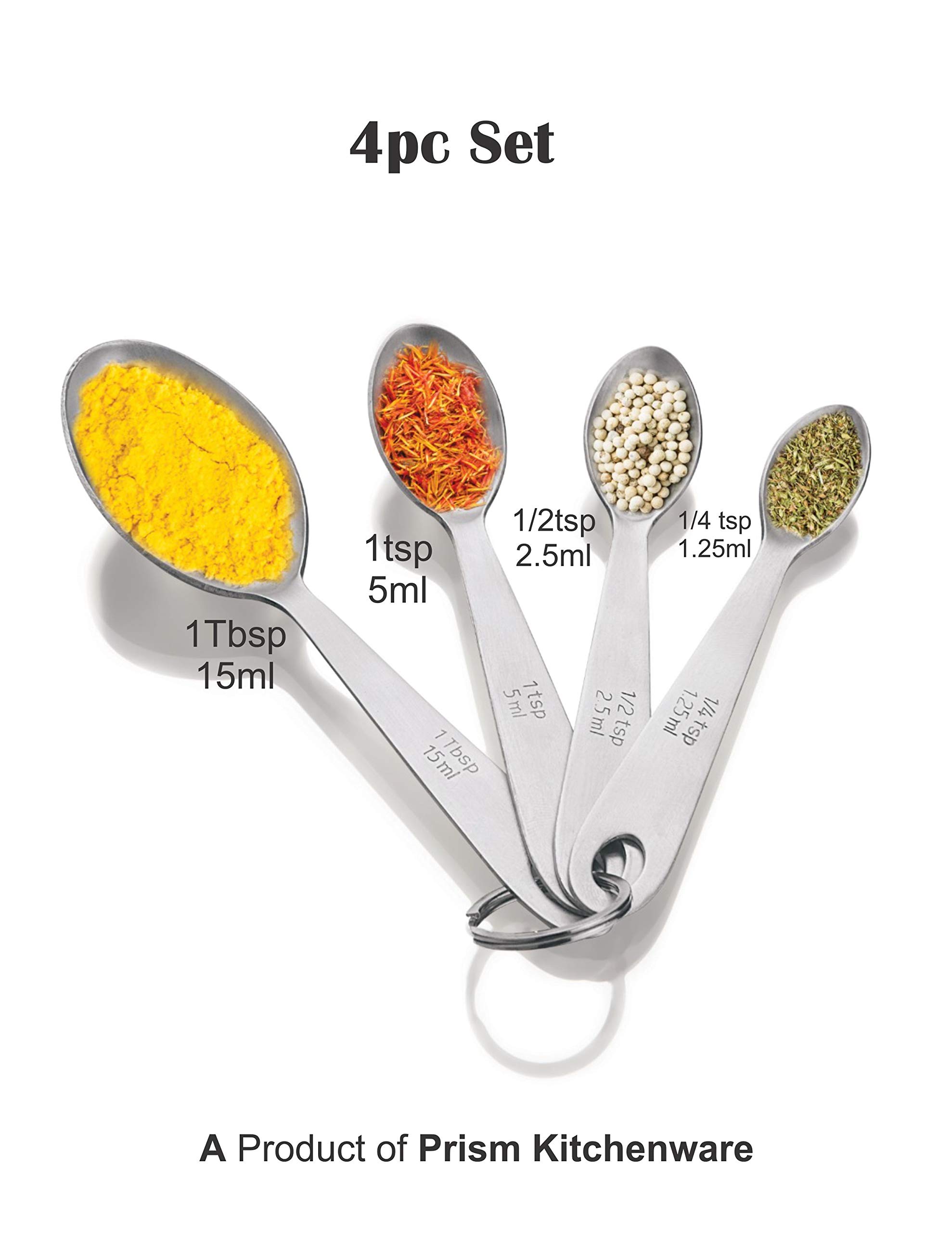 TIARA - Winner Stainless Steel Measuring Spoon Set (4-Piece) - Precise Liquid & Dry Measuring for Cooking, Baking Cakes & Kitchen Recipes | Ideal for Home Chefs, Bakers & Meal Prep