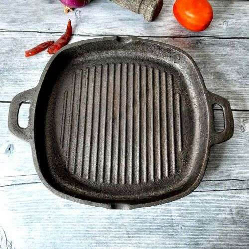 Premium Cast Iron Grill Pan for Steak, Burgers & Vegetables – Heavy Duty Skillet for Indoor & Outdoor Cooking – Perfect for Grilling, Searing & Baking – Ideal for Stovetop, Oven & Campfire Use