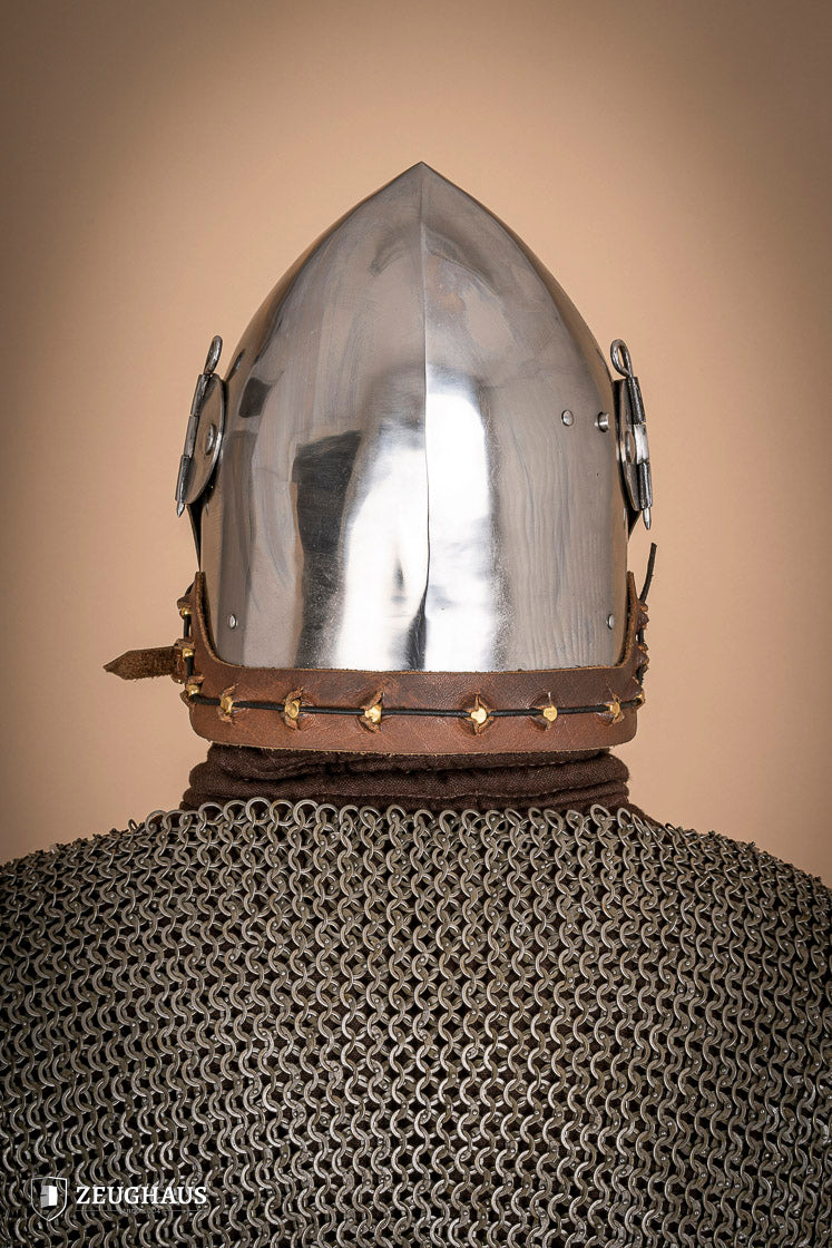 Polished 2mm Bascinet Helmet with Visor - Medieval Armor for LARP, Cosplay & Historical Reenactment