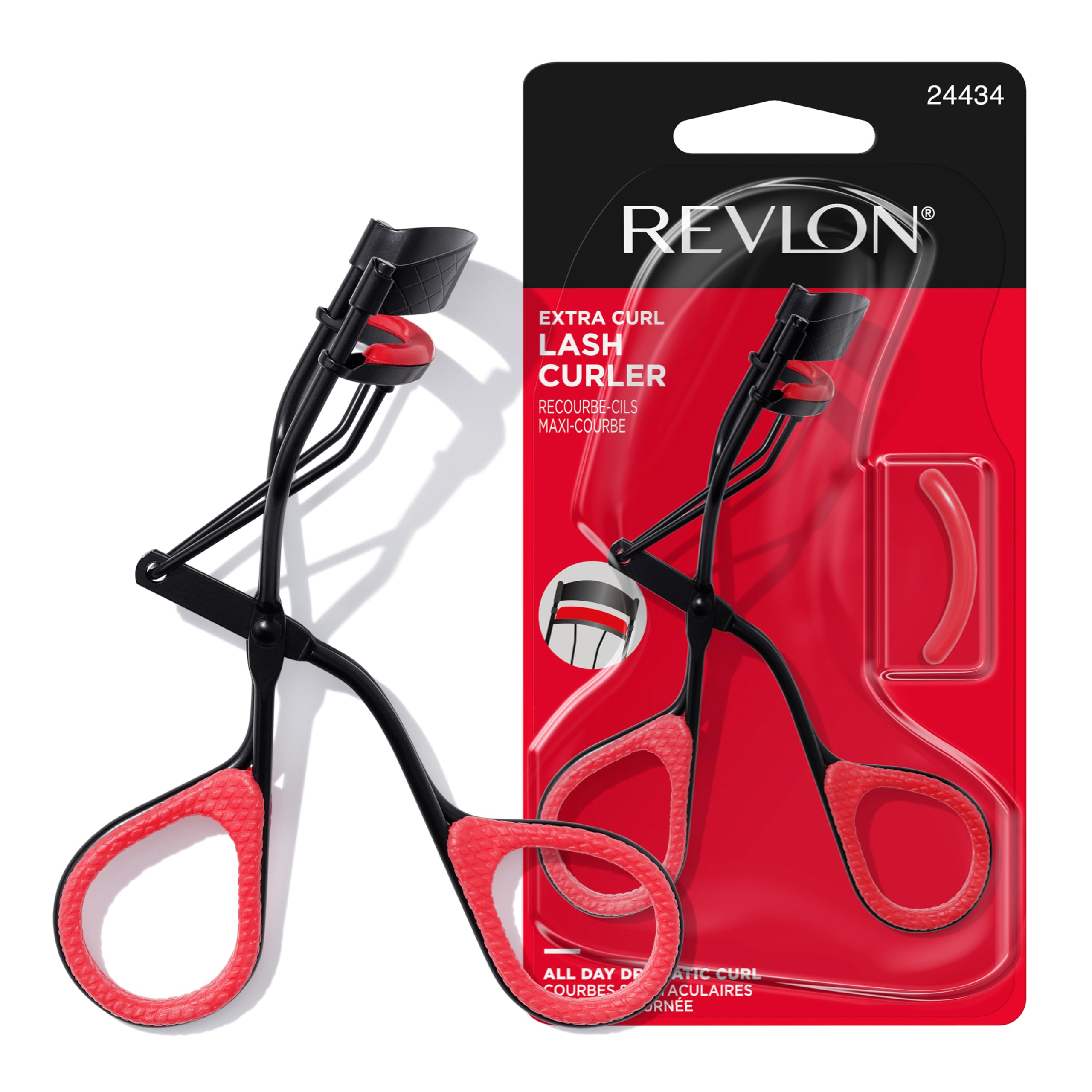 Revlon Extra Curl Eyelash Curler - Non-Slip Finger Grips for All Day Dramatic Curls | Easy to Use Lash Curling Tool for Natural or Glam Makeup Looks | Perfect for Daily Use, Special Occasions & Professional Makeup Artists