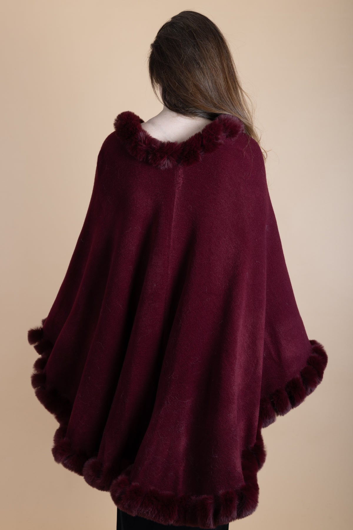 Elegant Faux Fur Cape Kimono Jacket - Women's Soft Winter Wrap Coat for Parties, Weddings & Evening Events