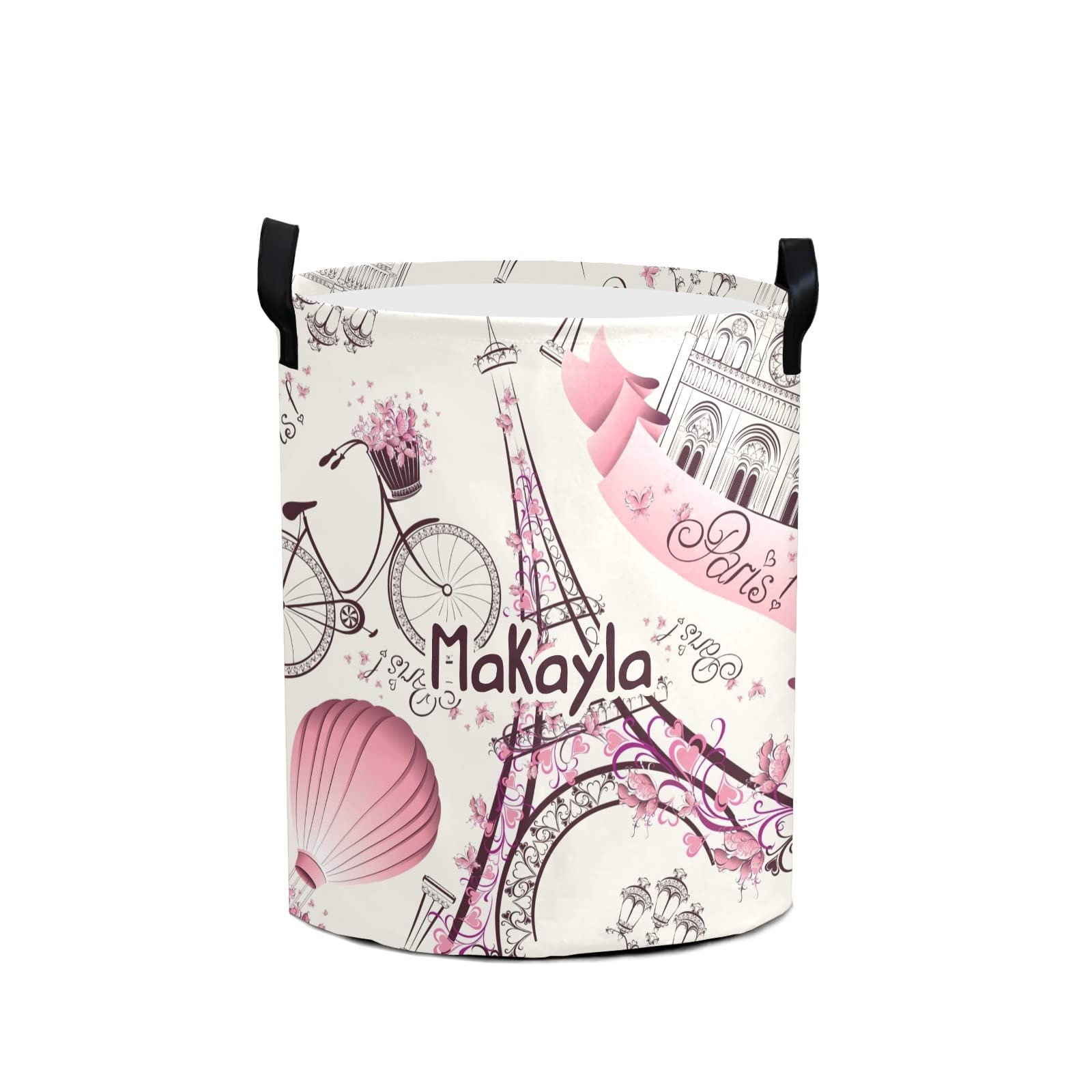 Pink Waterproof Collapsible Laundry Basket - Customized Bike-Themed Dirty Clothes Storage Bag for Bedroom, Living Room & Toy Organization | Perfect for Travel, Camping & College Dorm Use