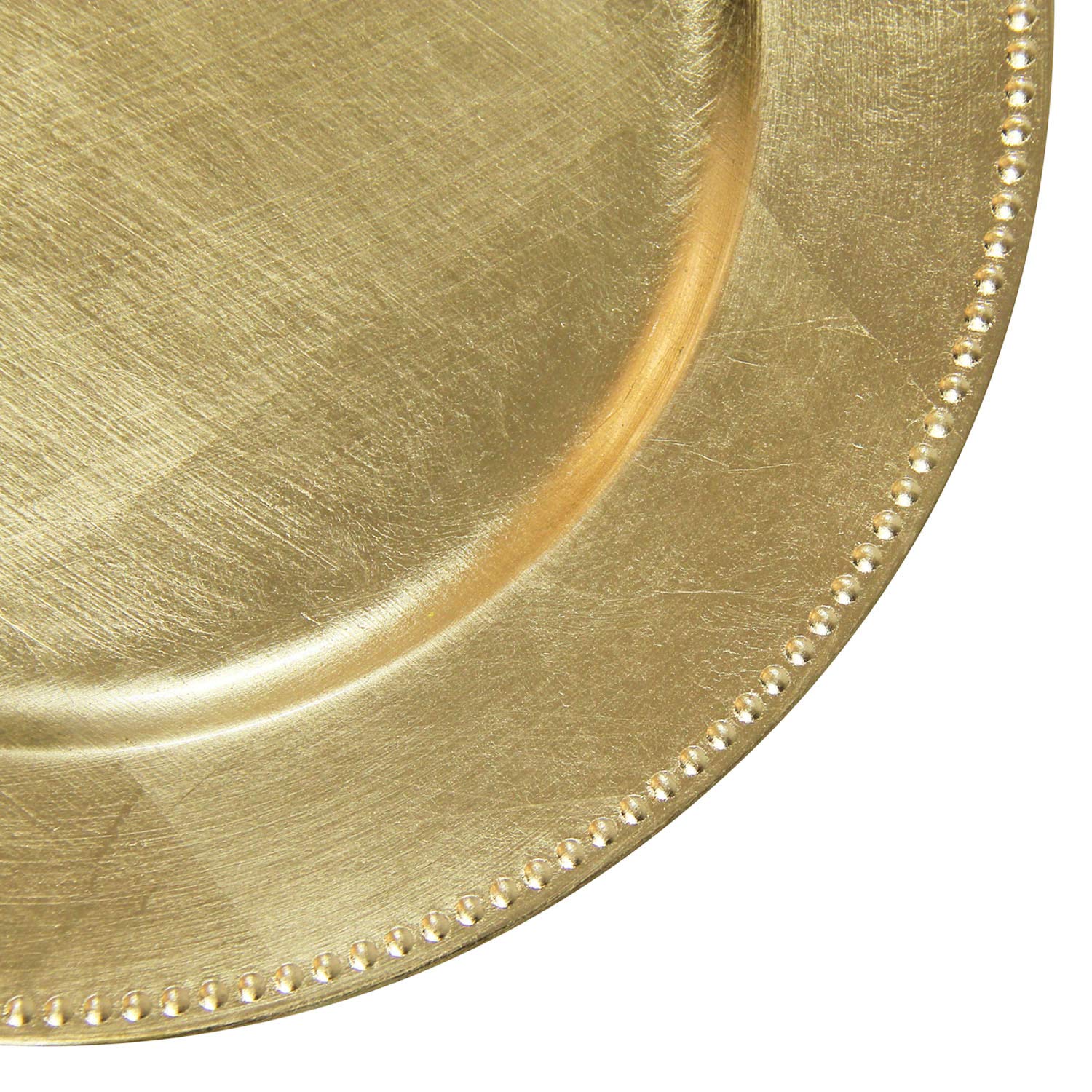 12-Pack Gold Plastic Beaded Charger Plates - 13 Inch Round Metallic Wedding & Party Dinnerware - Elegant Table Decor for Weddings, Banquets, and Special Events